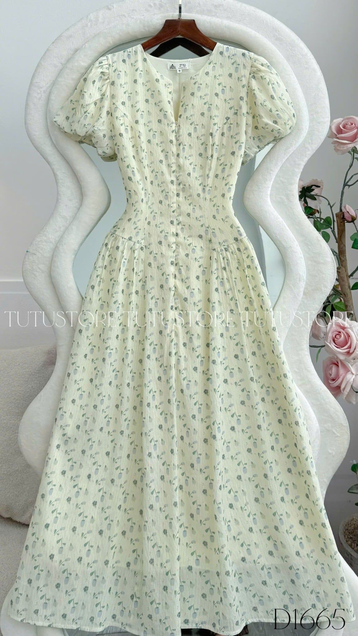 Đầm Thiết Kế Tay Bồng Dáng Xòe Hoa Nhí Đi Chơi TuTu Store Mã D1665