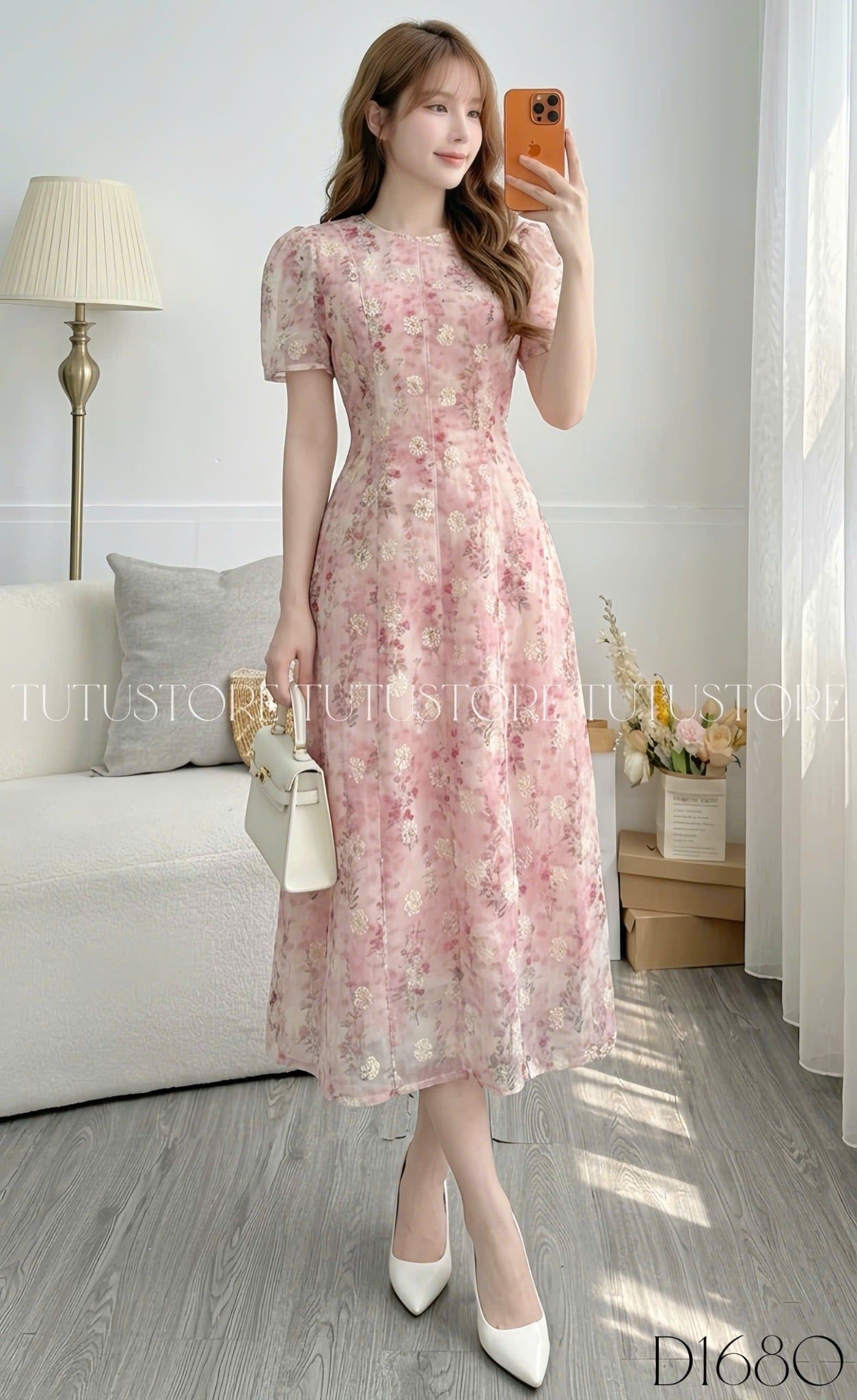 Đầm Thiết Kế Cổ Tròn Thêu Hoa Dáng Dài Đi Chơi TuTu Store Mã D1680
