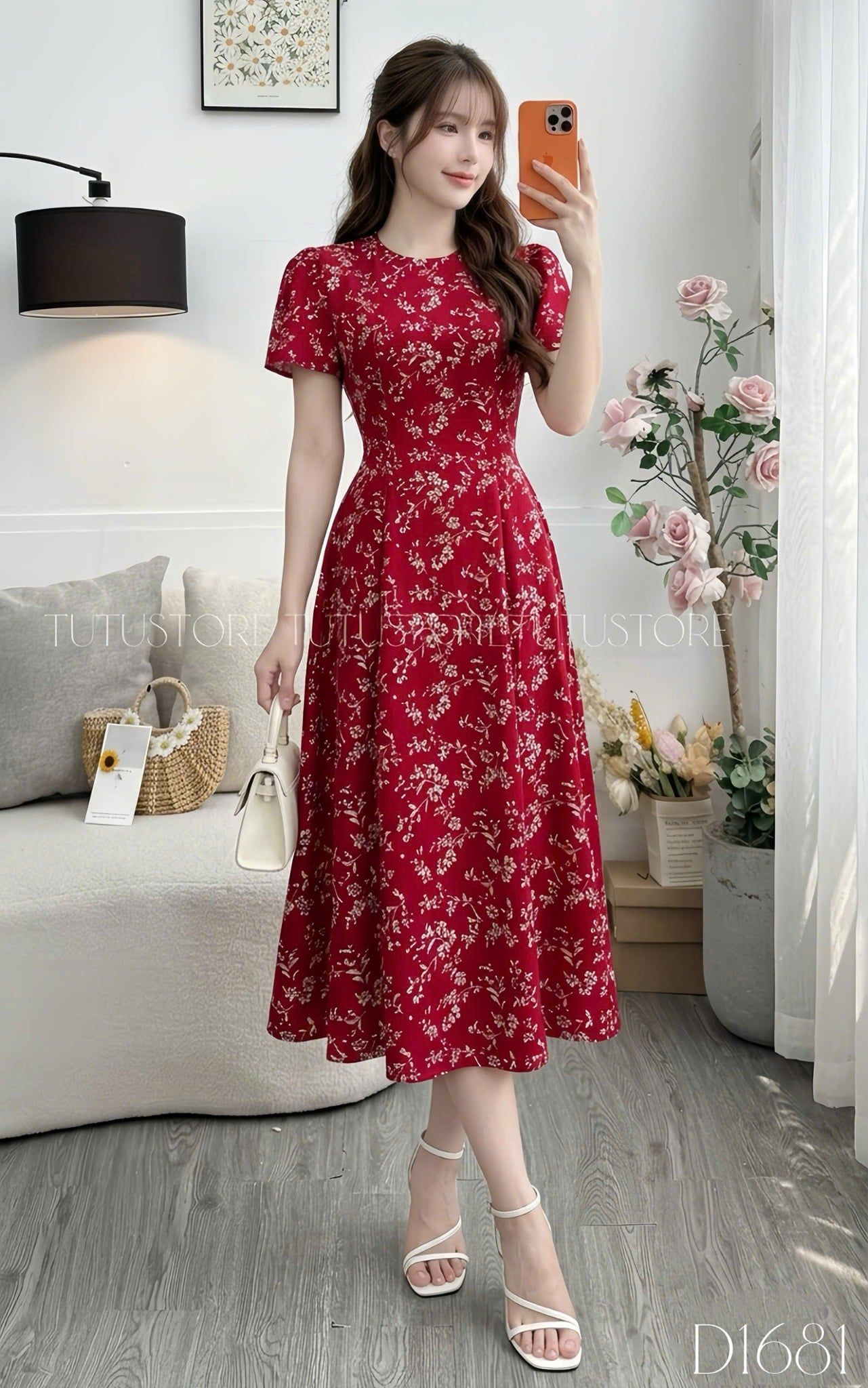 Đầm Thiết Kế Họa Tiết Hoa Dáng Xòe TuTu Store Mã D1681