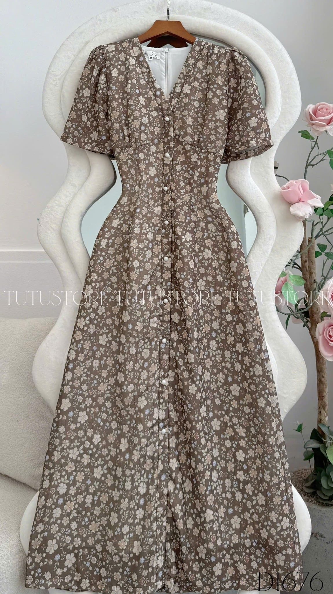 Đầm Thiết Kế Cổ V Dáng Dài Hoa Nhí Đi Chơi TuTu Store Mã D1676