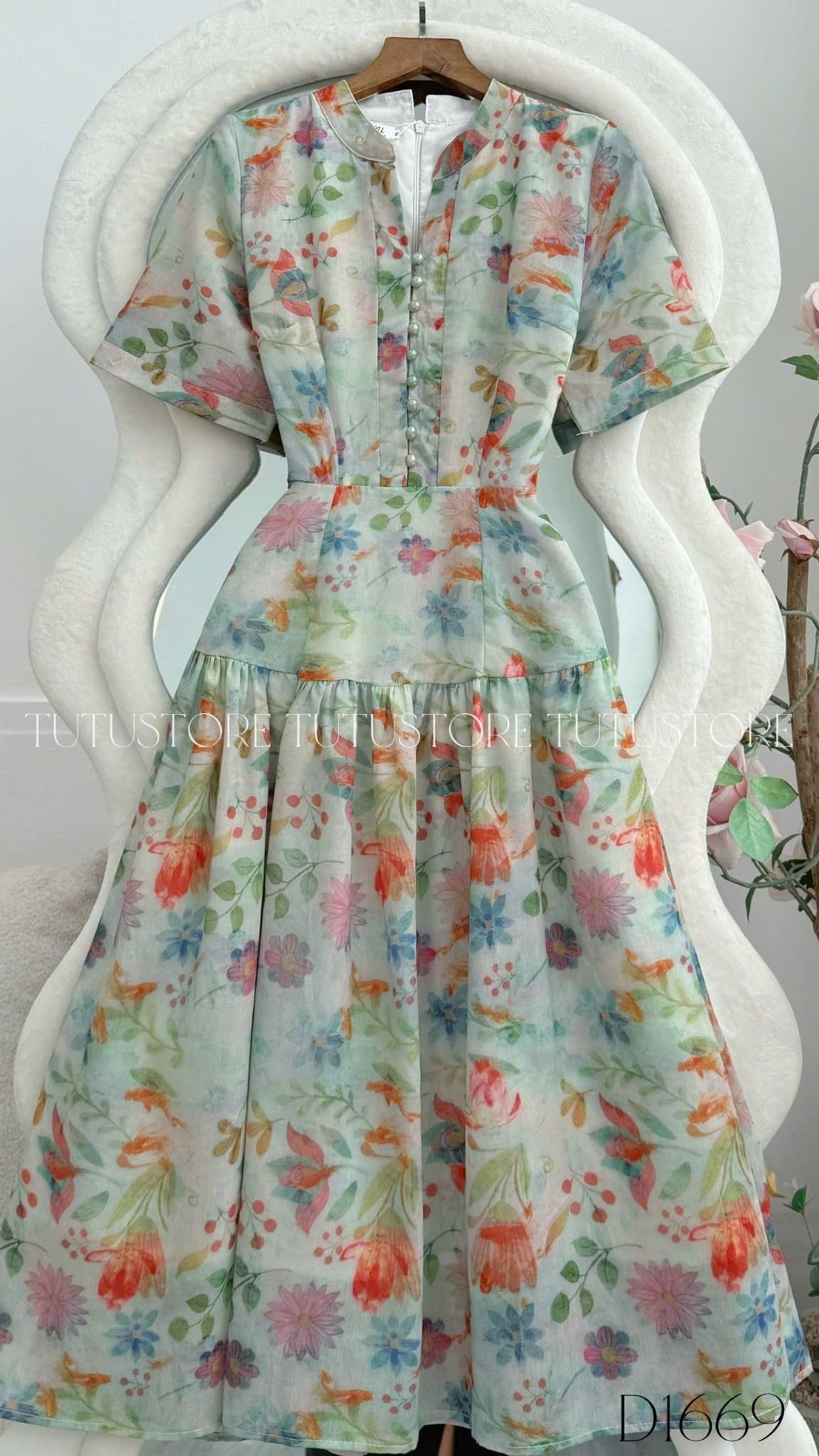 Đầm Thiết Kế Cổ V Dáng Xòe Đi Chơi TuTu Store Mã D1669
