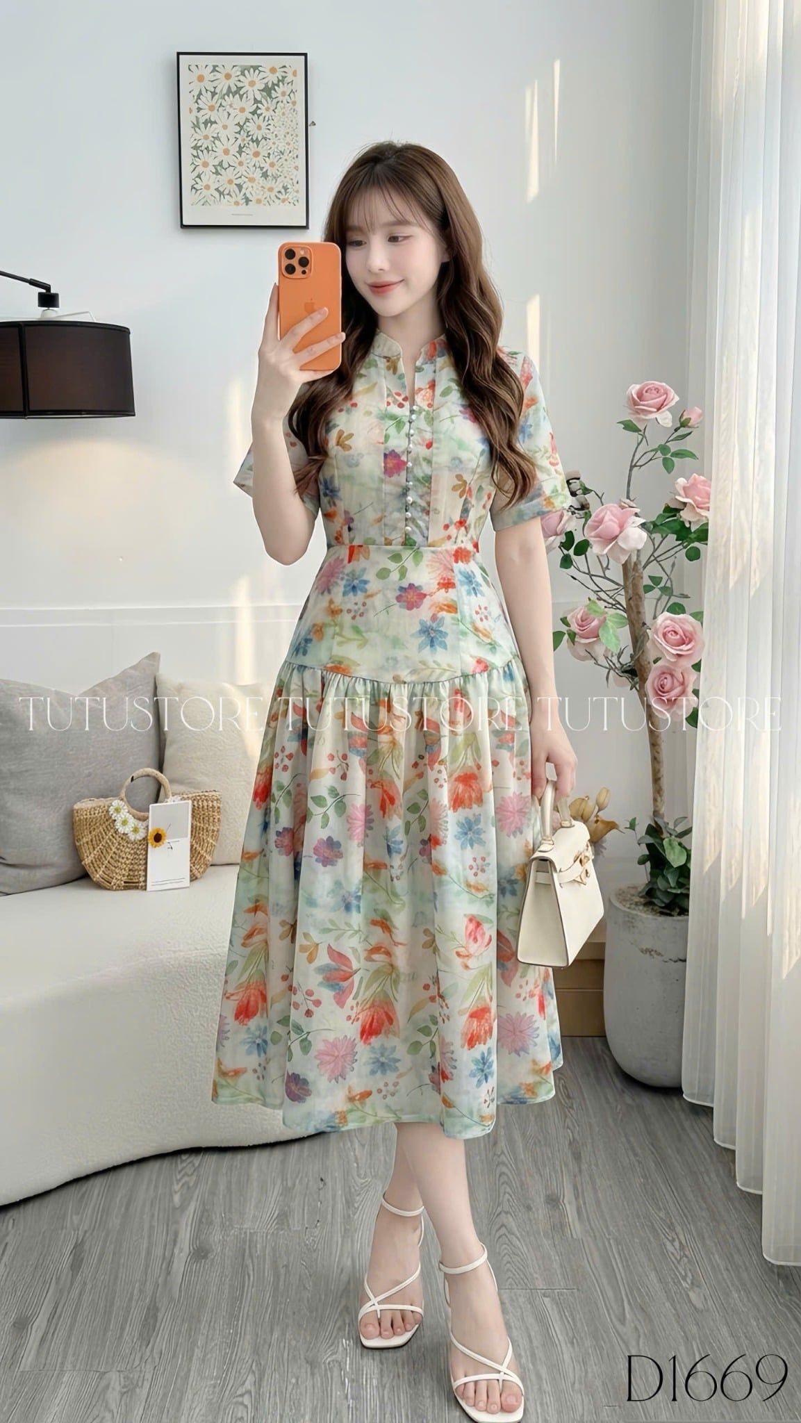 Đầm Thiết Kế Cổ V Dáng Xòe Đi Chơi TuTu Store Mã D1669