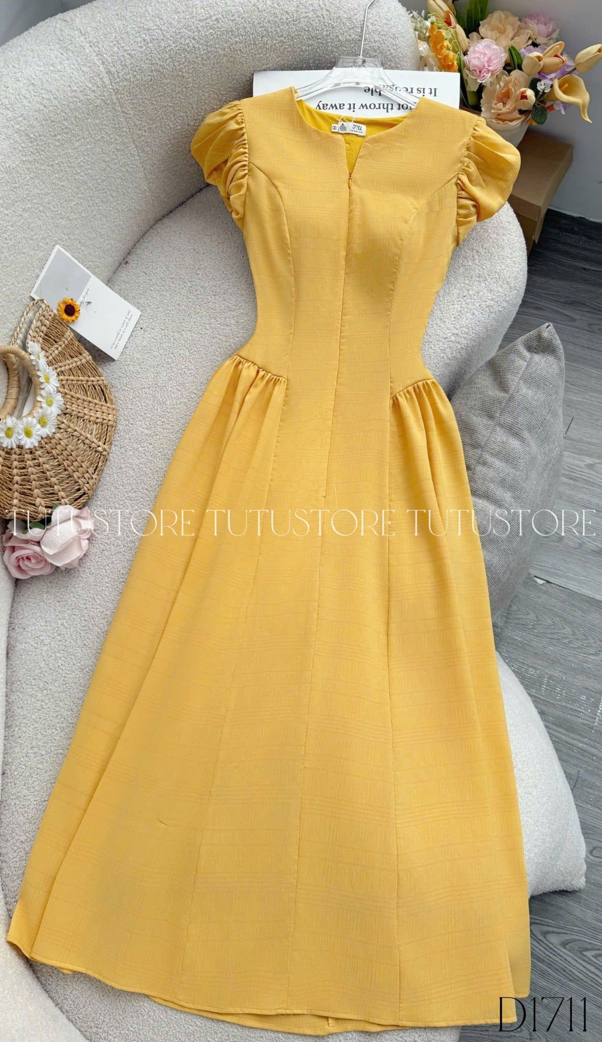 Đầm Thiết Kế Khóa Trước Tay Bồng Dáng Dài Đi Chơi TuTu Store Mã D1711