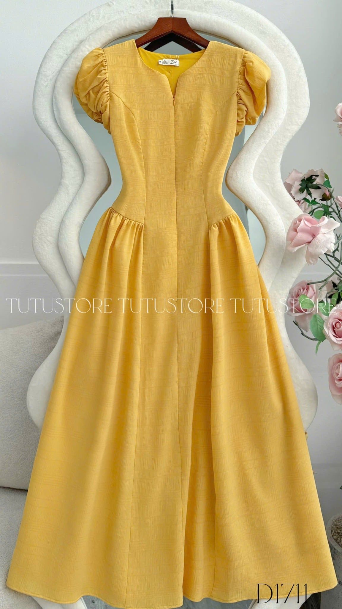 Đầm Thiết Kế Khóa Trước Tay Bồng Dáng Dài Đi Chơi TuTu Store Mã D1711