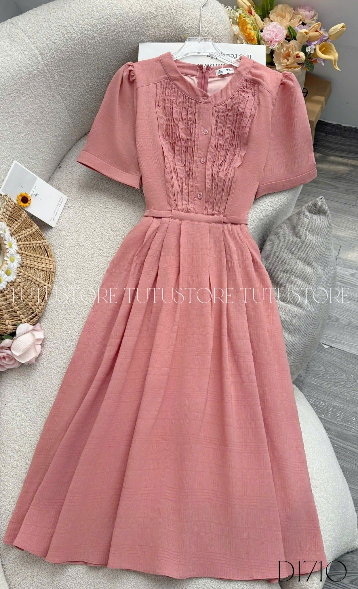 Đầm Thiết kế Cổ Sơ Mi Dáng Xòe Đi Chơi TuTu Store Mã D1710
