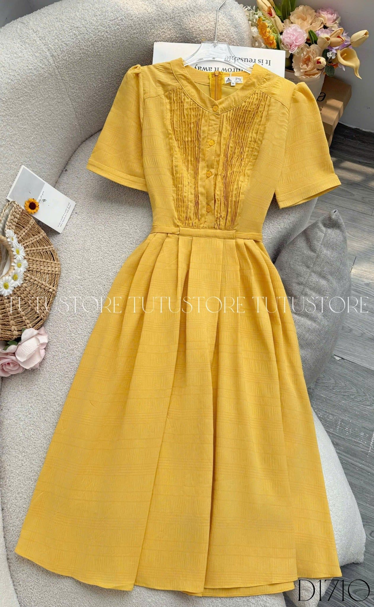 Đầm Thiết kế Cổ Sơ Mi Dáng Xòe Đi Chơi TuTu Store Mã D1710
