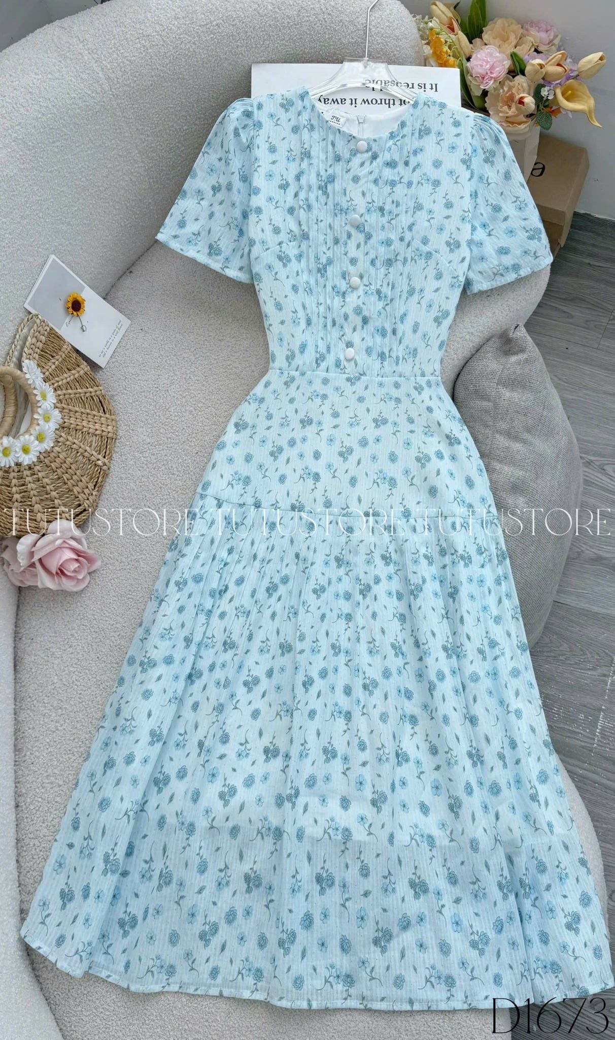 Đầm Thiết Kế Cổ Tròn Dáng Xòe Đi Chơi TuTu Store Mã D1673