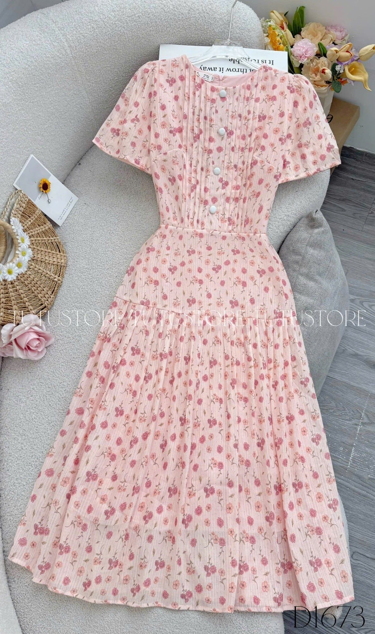 Đầm Thiết Kế Cổ Tròn Dáng Xòe Đi Chơi TuTu Store Mã D1673
