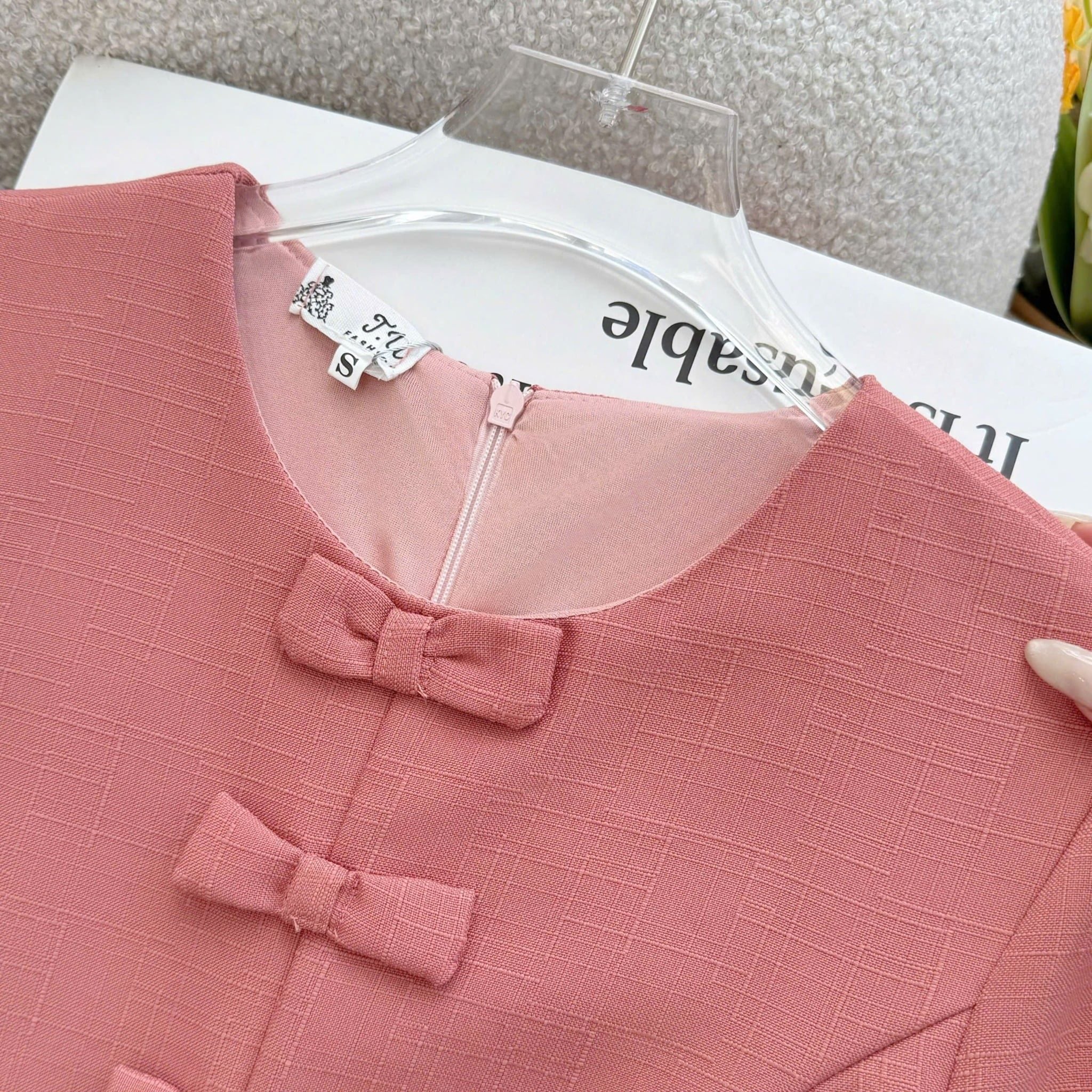 Đầm Thiết Kế Cổ Tròn Tay Bồng Đính Nơ Dáng Ngắn TuTu Store Mã D1685