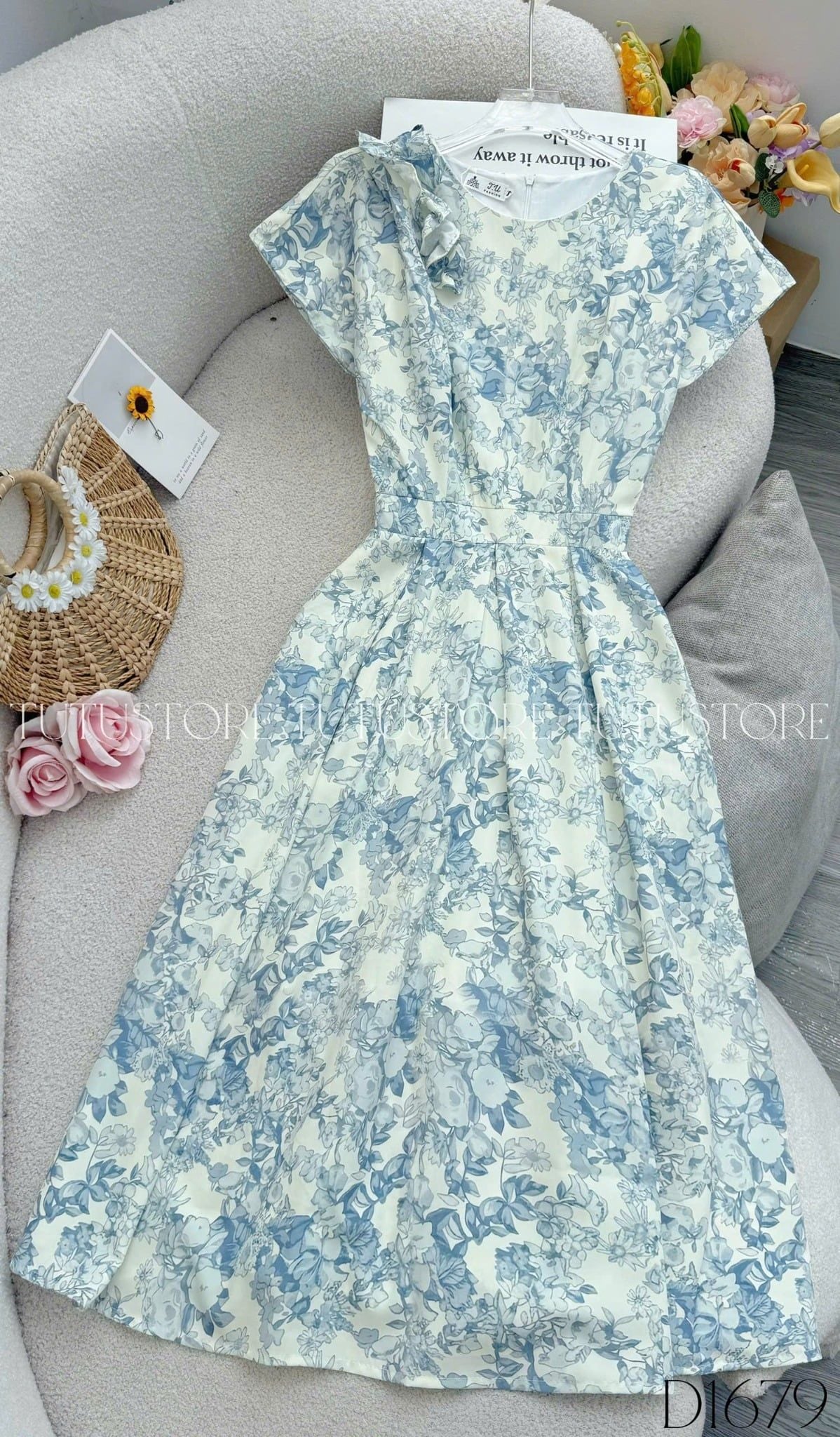 Đầm Thiết Kế Tay Bèo Dáng Xòe Đi Chơi TuTu Store Mã D1679