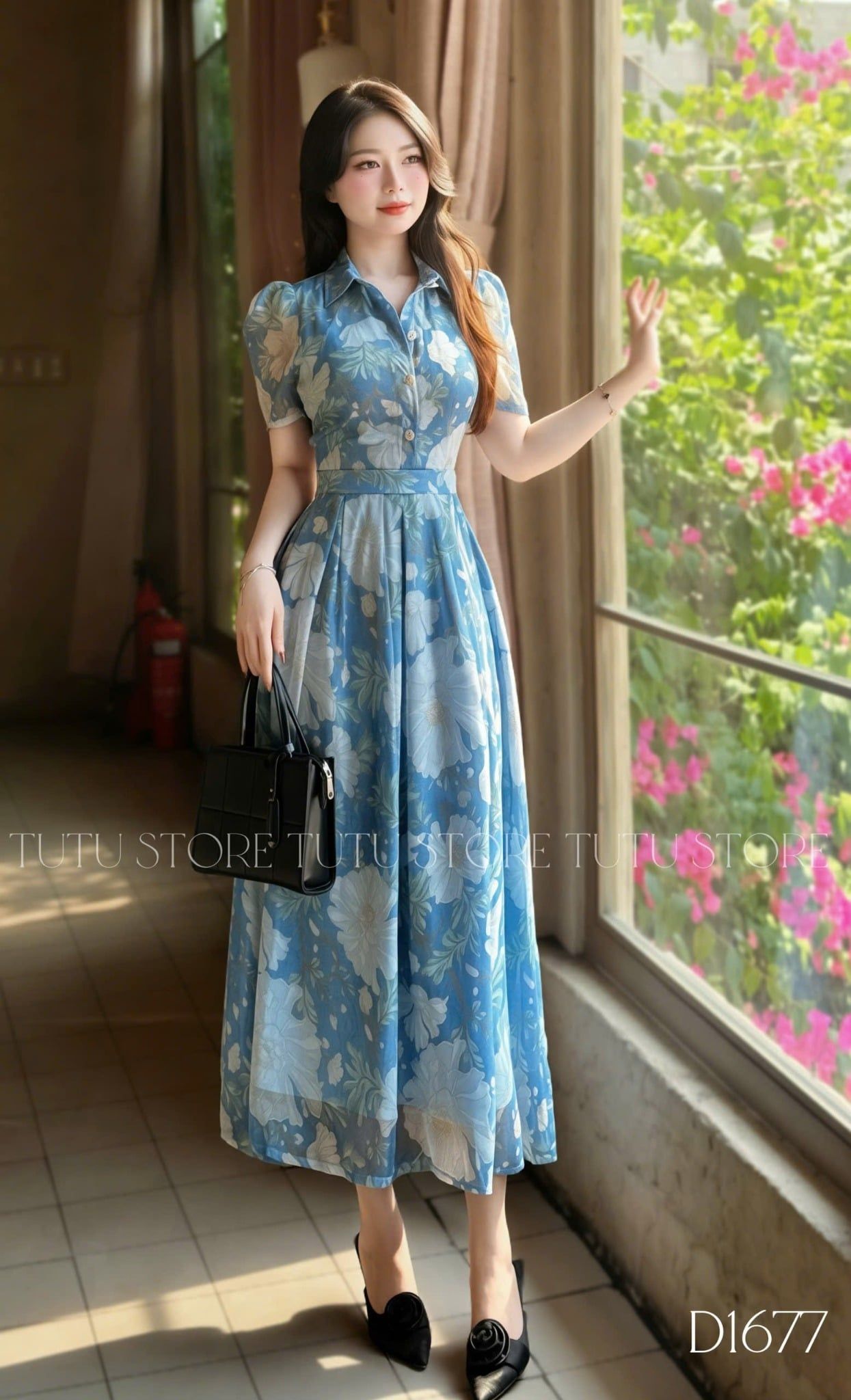 Đầm Thiết Kế Cổ Sơ Mi Dáng Xòe Đi Chơi TuTu Store Mã D1677