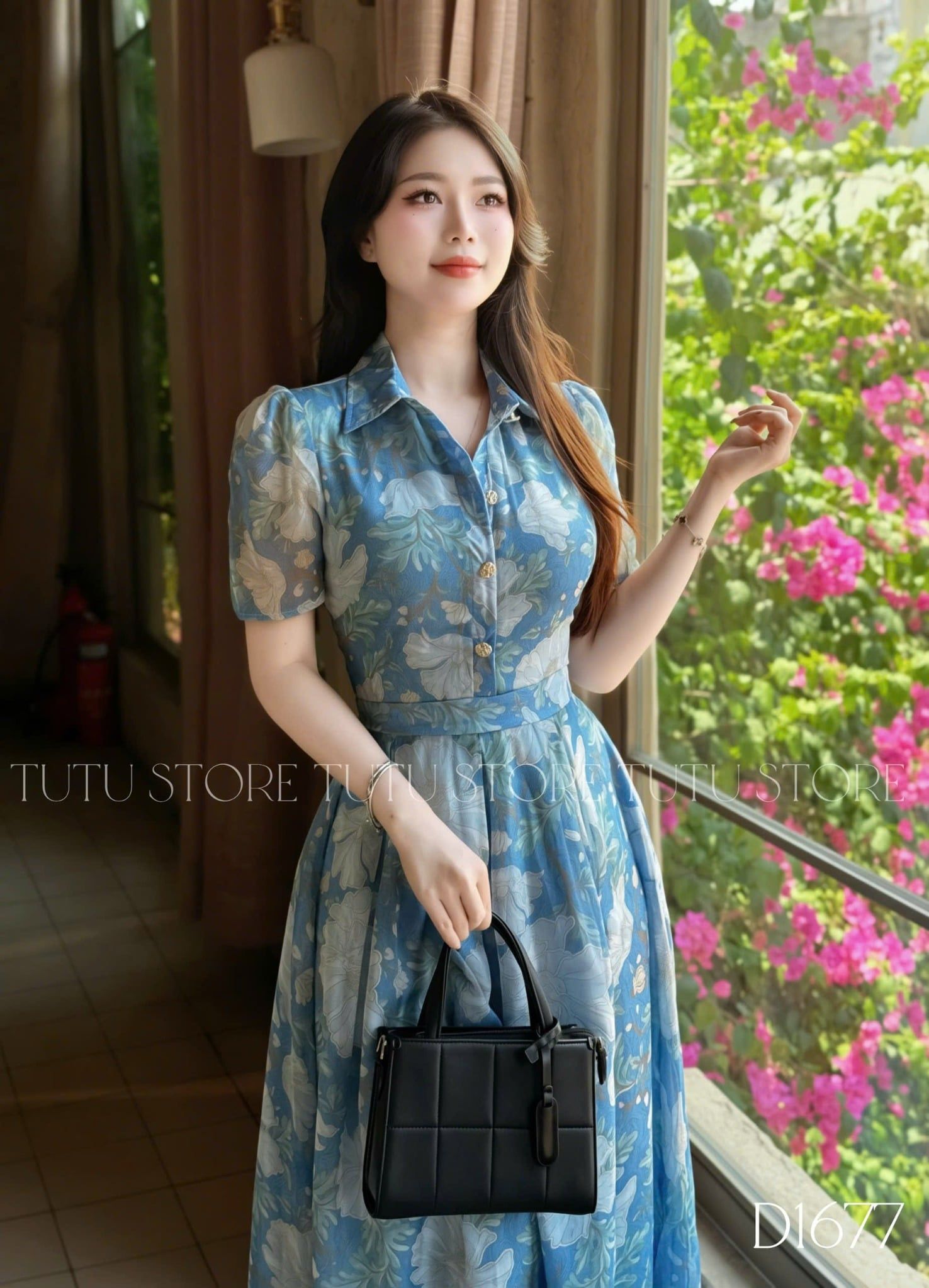 Đầm Thiết Kế Cổ Sơ Mi Dáng Xòe Đi Chơi TuTu Store Mã D1677