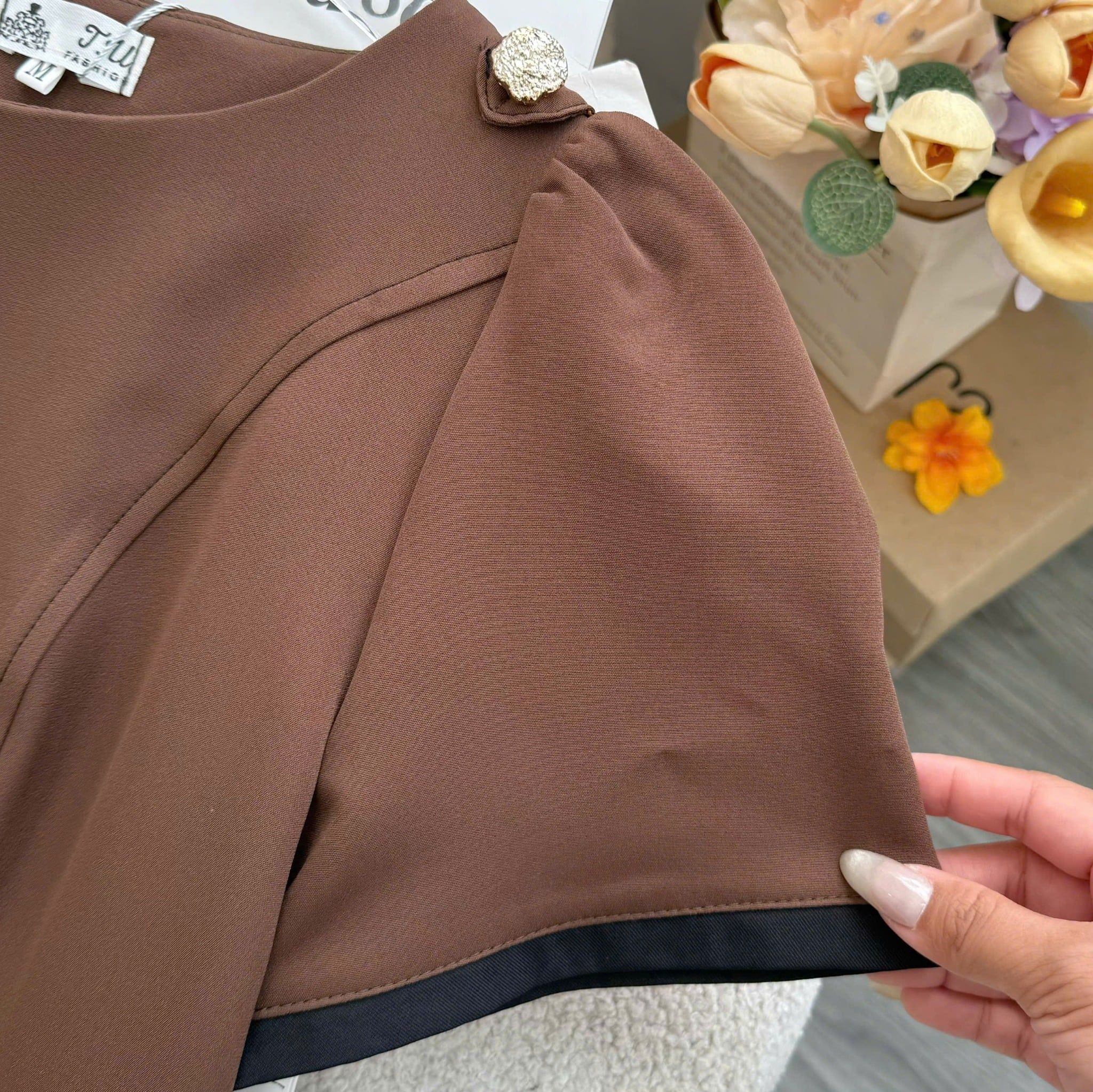 Đầm Thiết Kế Cổ Thuyền Phối Viền Màu Dáng Chữ A Thanh Lịch Công Sở TuTu Store Mã D1688