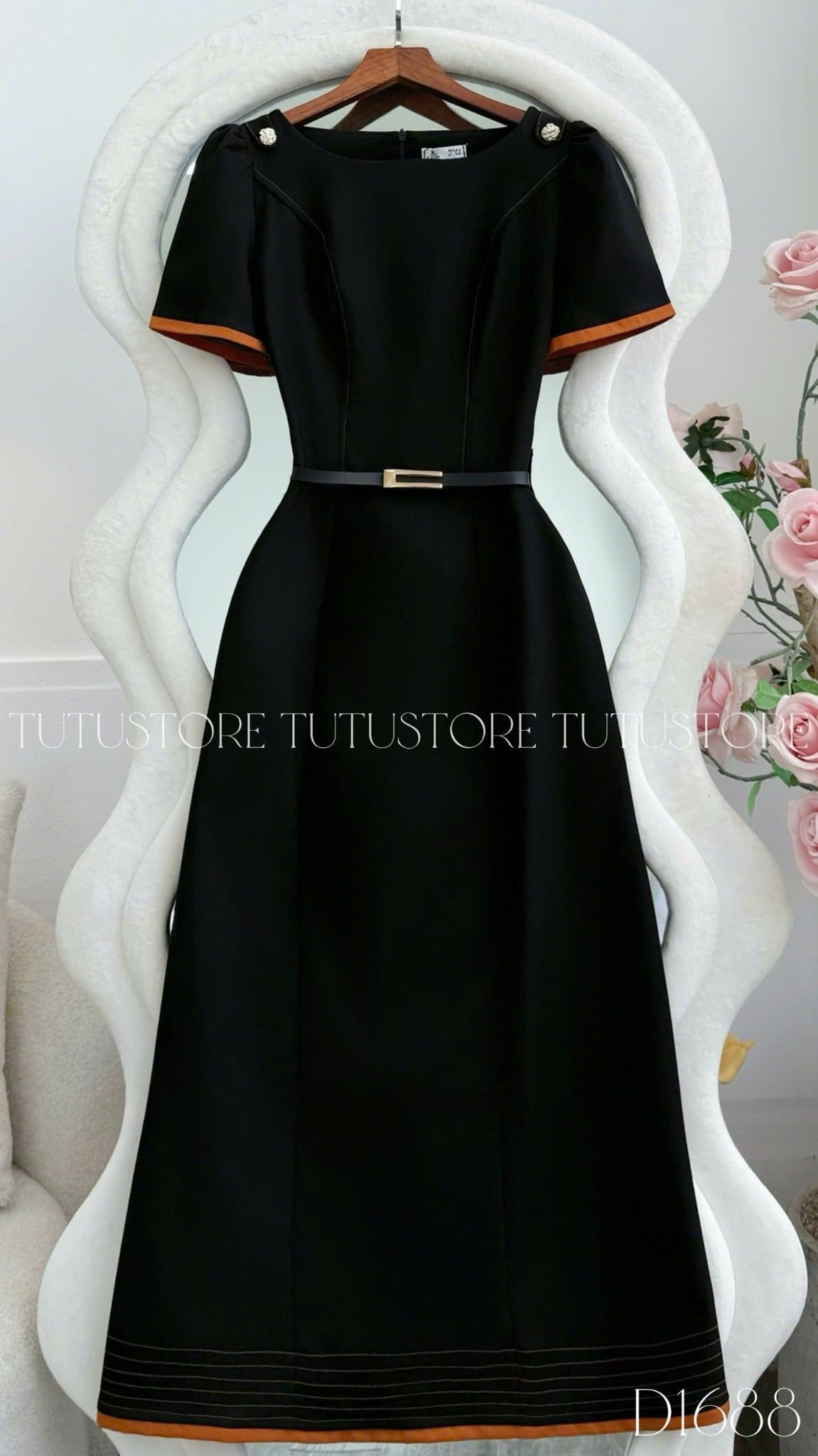Đầm Thiết Kế Cổ Thuyền Phối Viền Màu Dáng Chữ A Thanh Lịch Công Sở TuTu Store Mã D1688