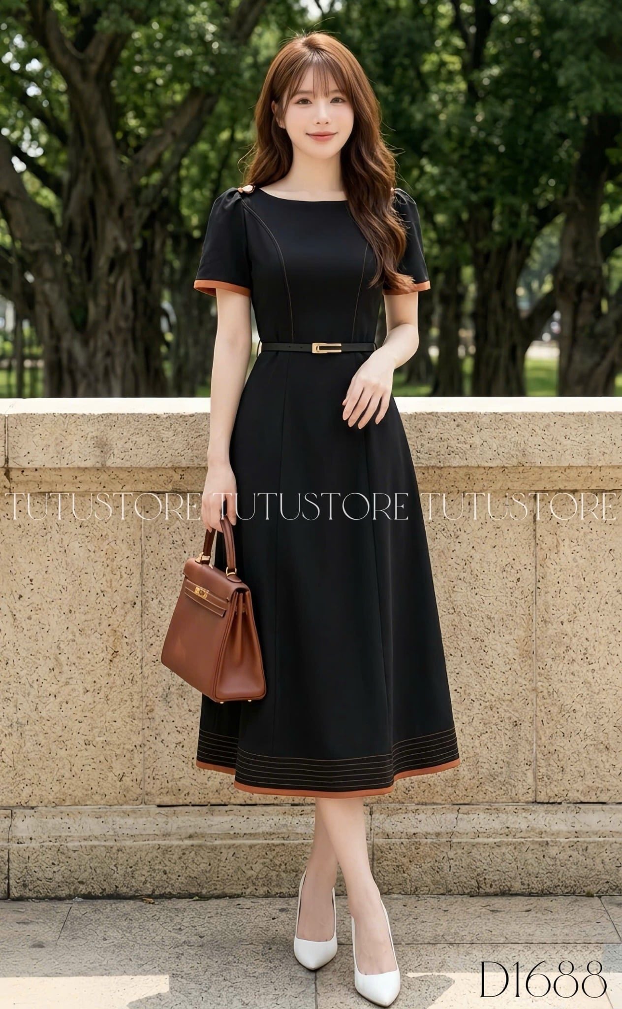 Đầm Thiết Kế Cổ Thuyền Phối Viền Màu Dáng Chữ A Thanh Lịch Công Sở TuTu Store Mã D1688