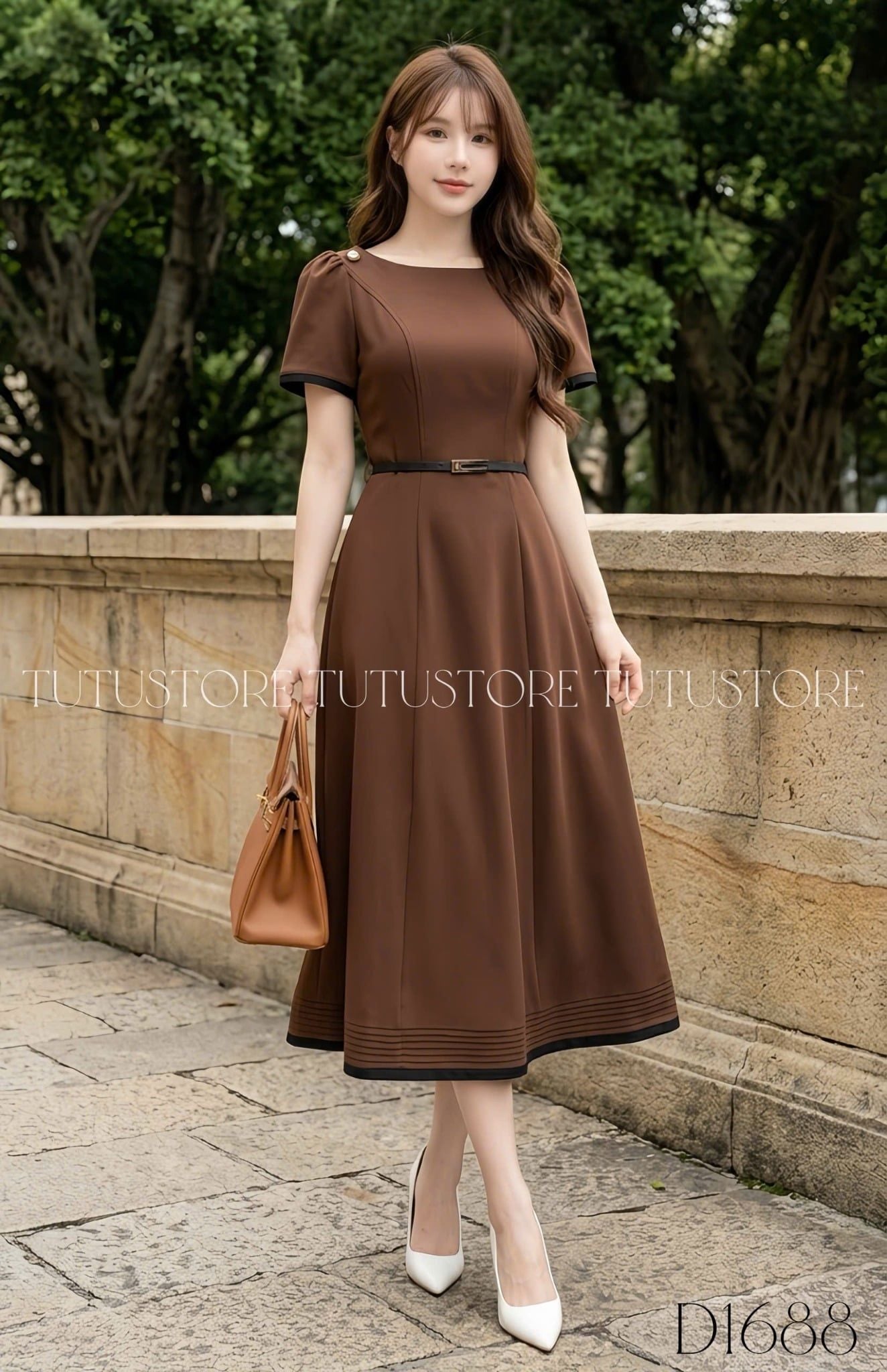 Đầm Thiết Kế Cổ Thuyền Phối Viền Màu Dáng Chữ A Thanh Lịch Công Sở TuTu Store Mã D1688