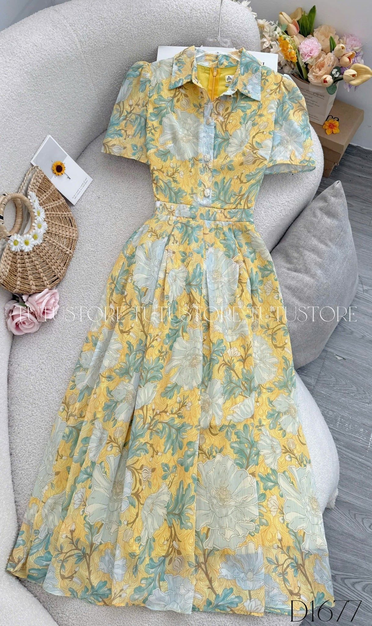 Đầm Thiết Kế Cổ Sơ Mi Dáng Xòe Đi Chơi TuTu Store Mã D1677