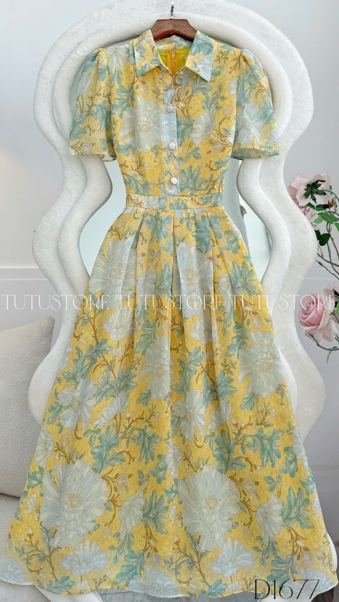 Đầm Thiết Kế Cổ Sơ Mi Dáng Xòe Đi Chơi TuTu Store Mã D1677