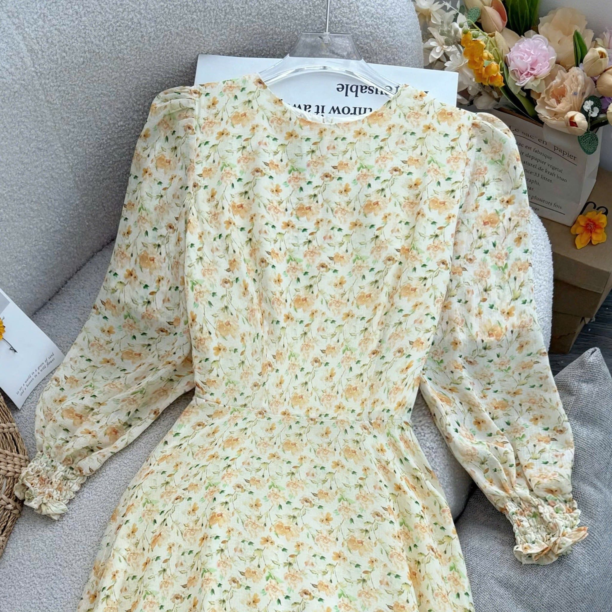 Đầm Thiết Kế Tay Dài Dáng Xòe Hoa Nhí Nhẹ Nhàng Đi Chơi TuTu Store Mã D1699