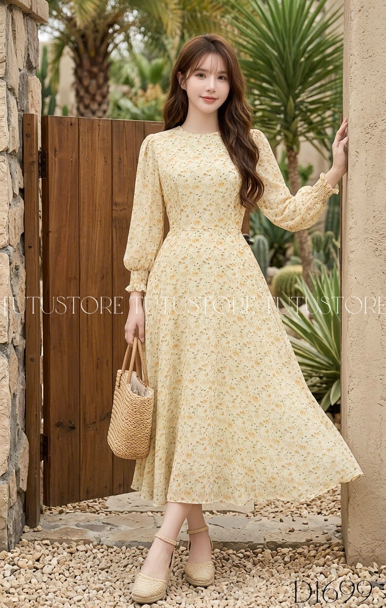 Đầm Thiết Kế Tay Dài Dáng Xòe Hoa Nhí Nhẹ Nhàng Đi Chơi TuTu Store Mã D1699
