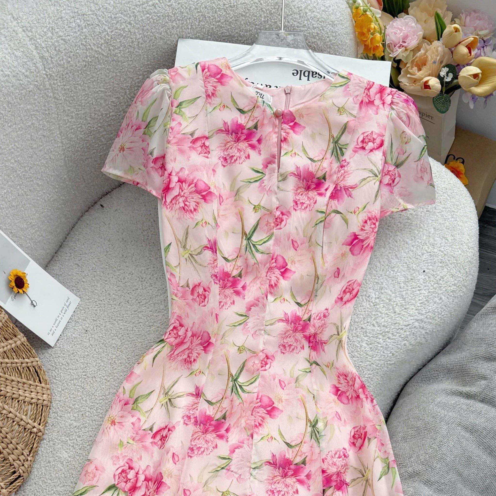 Đầm Voan Thiết Kế Cổ Giọt Nước Dáng Xòe Đi Chơi TuTu Store Mã D1702