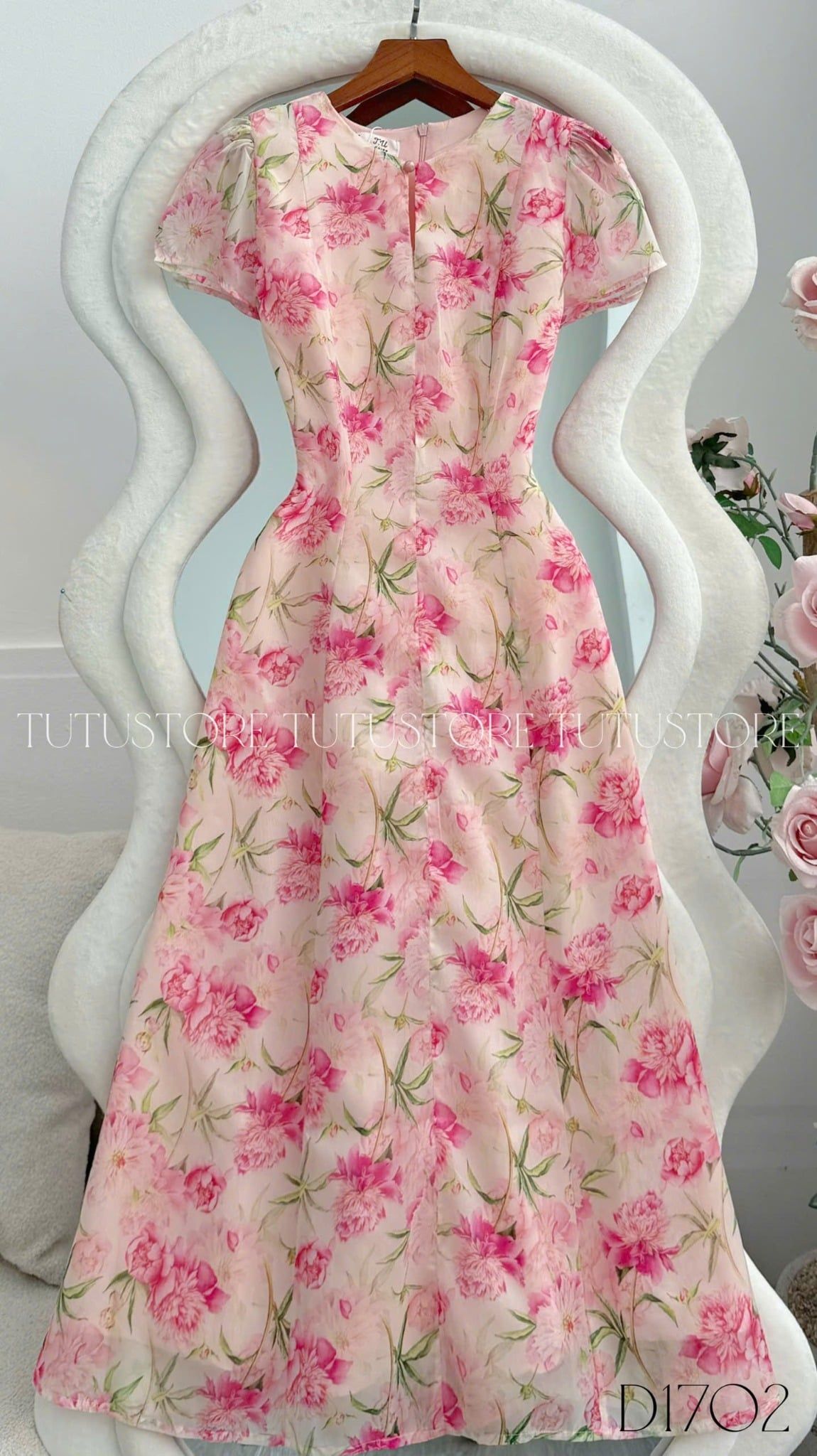 Đầm Voan Thiết Kế Cổ Giọt Nước Dáng Xòe Đi Chơi TuTu Store Mã D1702