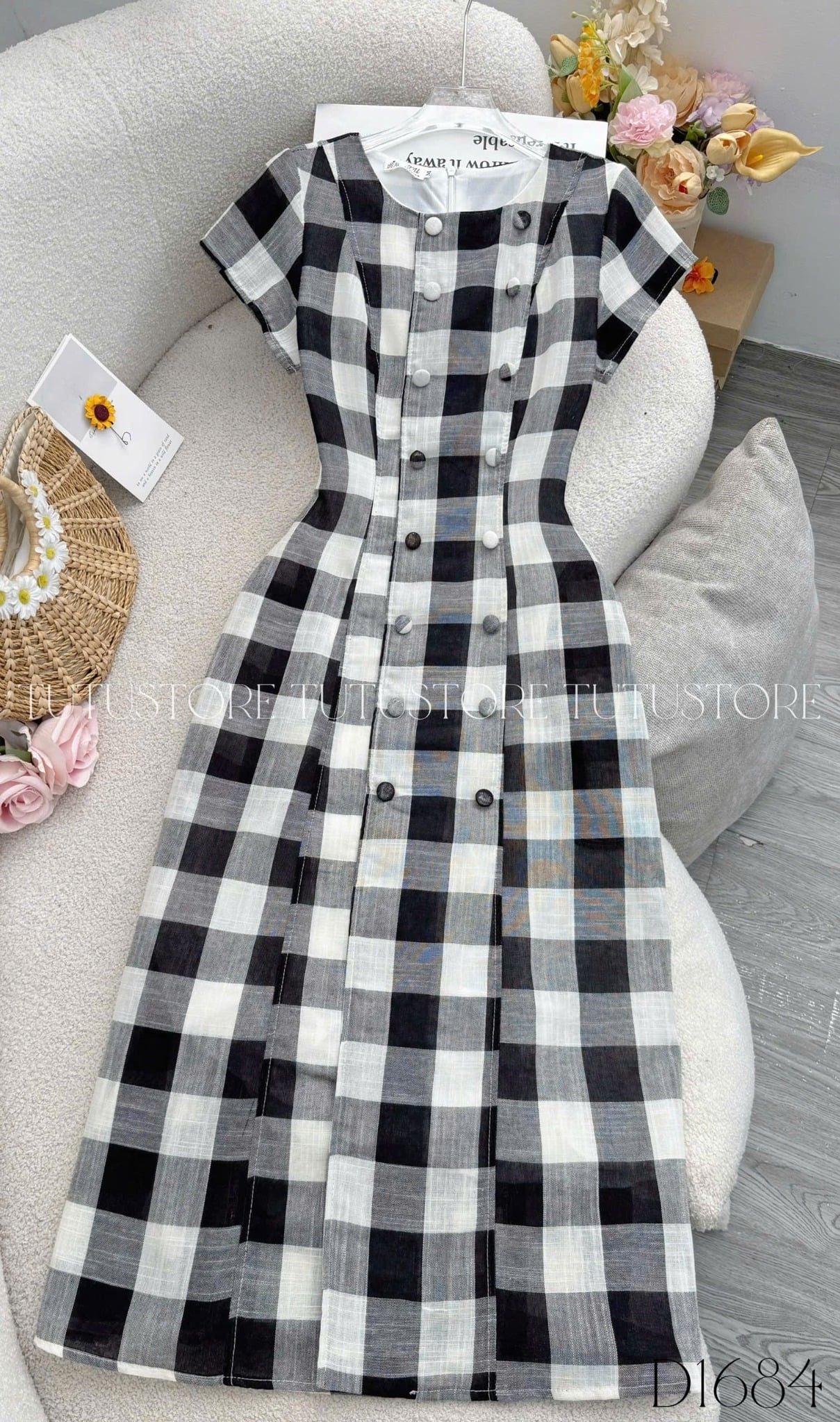 Đầm Caro Thiết Kế Dáng A Dài Đi Chơi TuTu Store Mã D1684