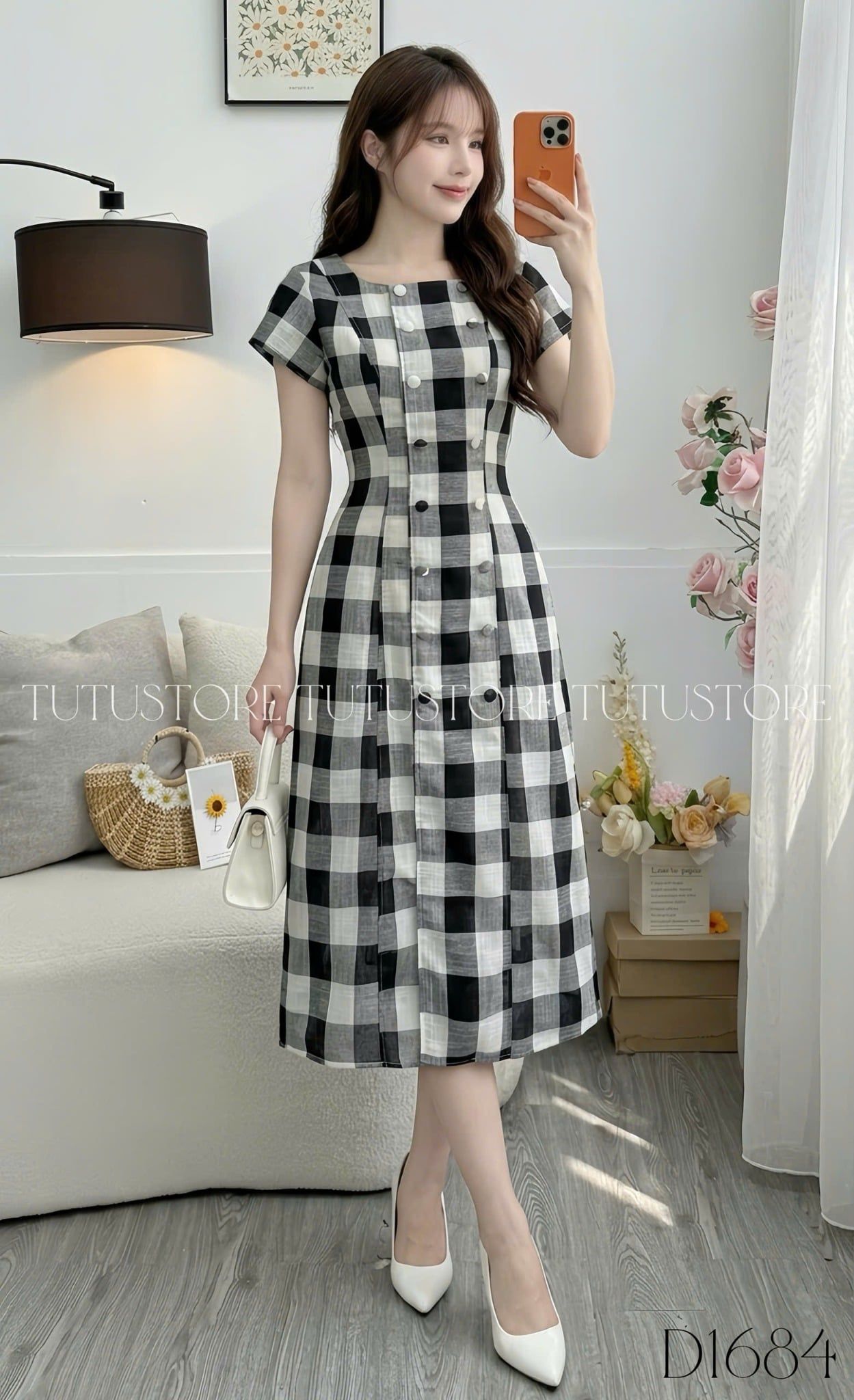 Đầm Caro Thiết Kế Dáng A Dài Đi Chơi TuTu Store Mã D1684