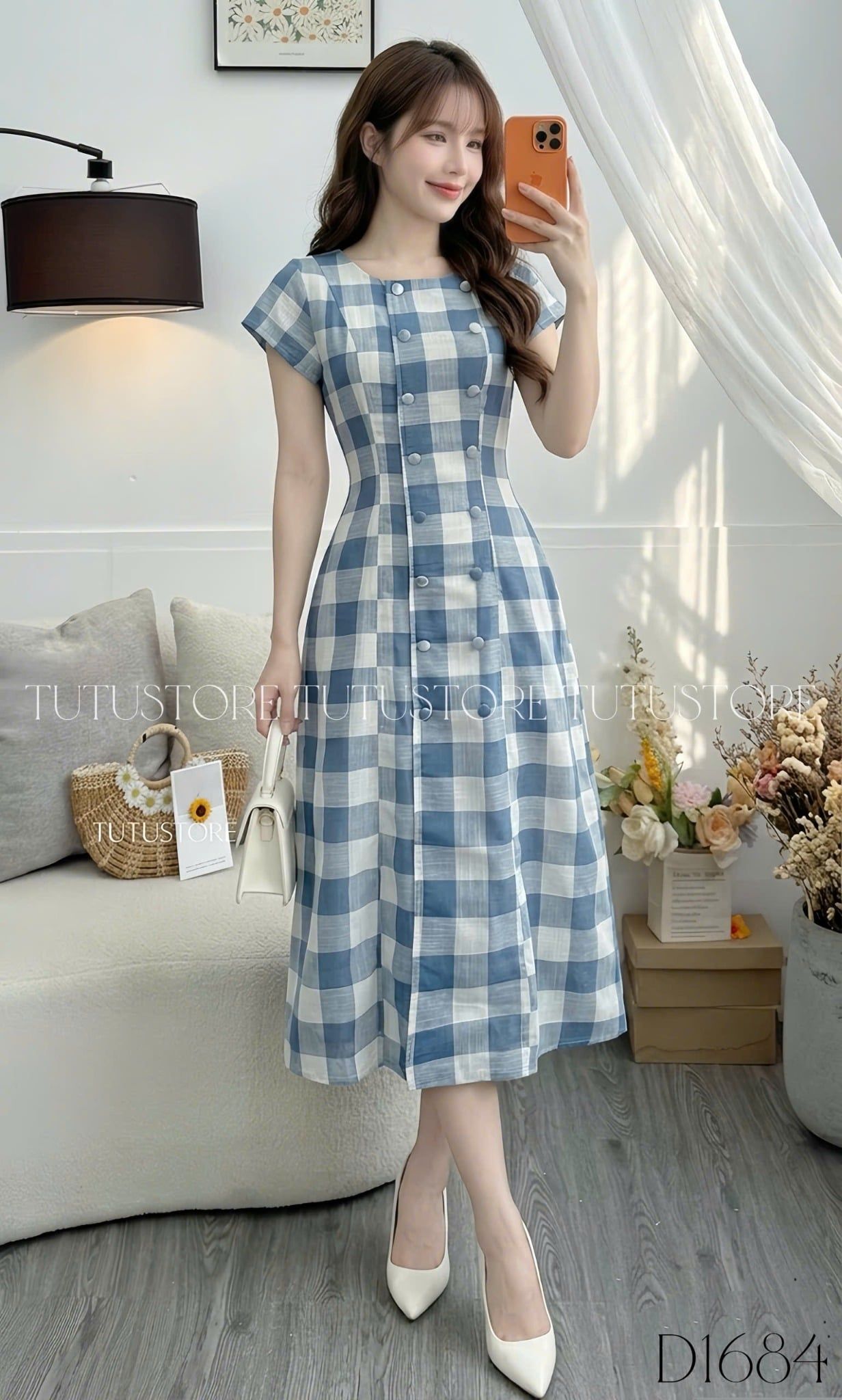 Đầm Caro Thiết Kế Dáng A Dài Đi Chơi TuTu Store Mã D1684
