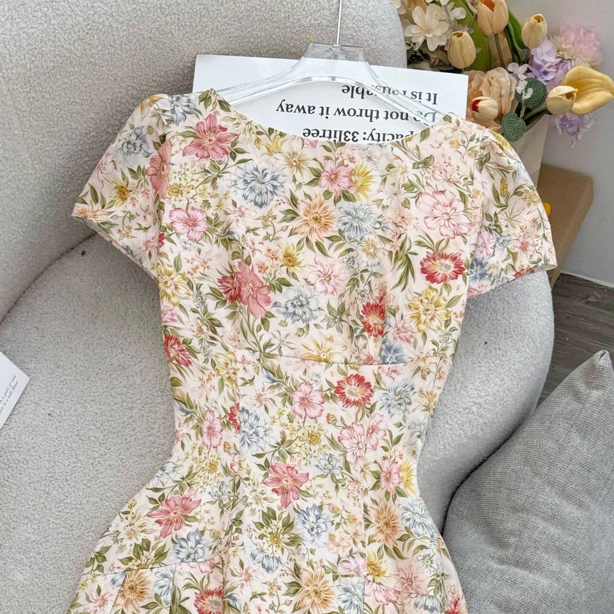 Đầm Hoa Thiết Kế Dáng Dài Cổ Thuyền Đi Chơi TuTu Store Mã D1697