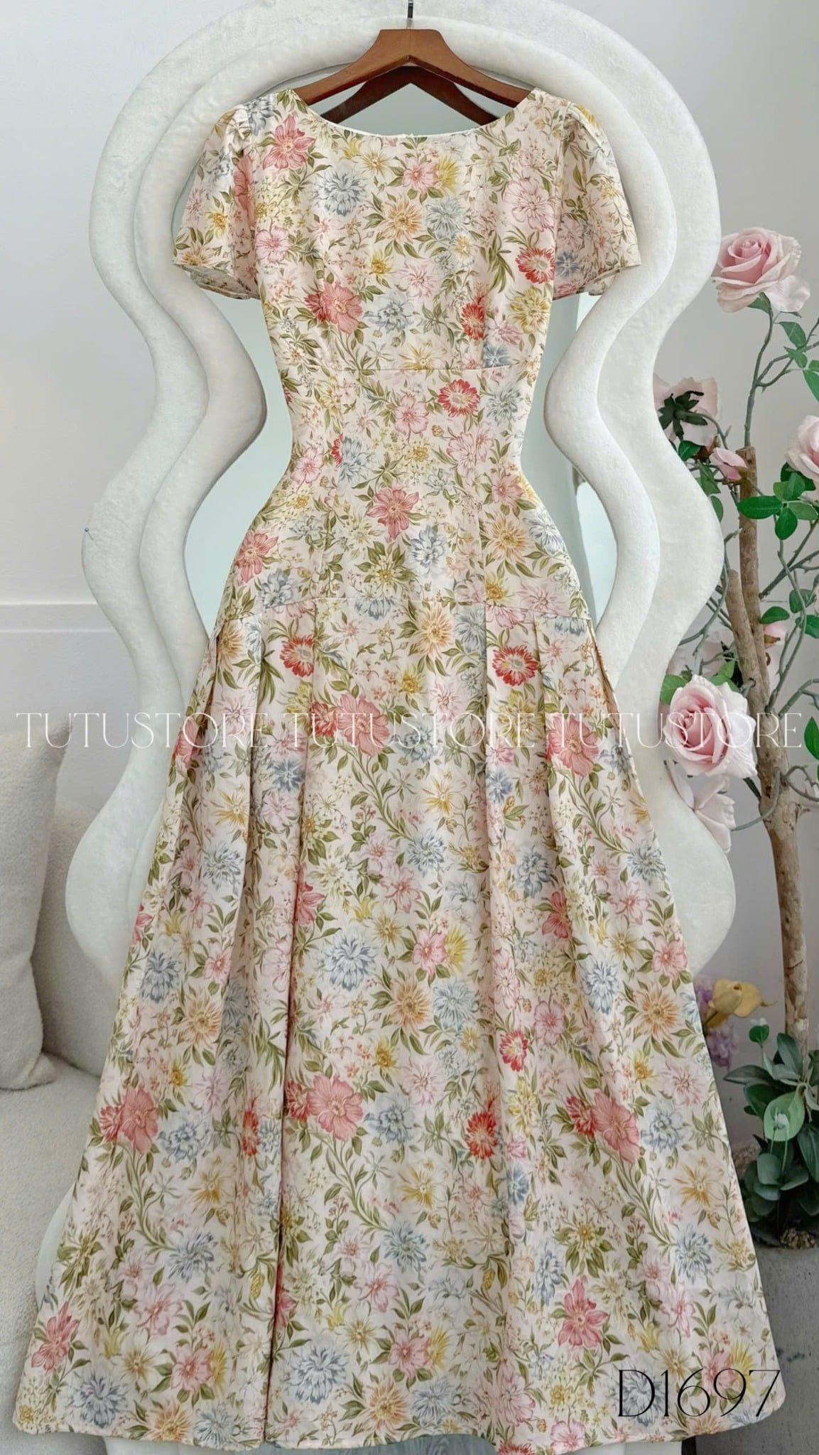 Đầm Hoa Thiết Kế Dáng Dài Cổ Thuyền Đi Chơi TuTu Store Mã D1697
