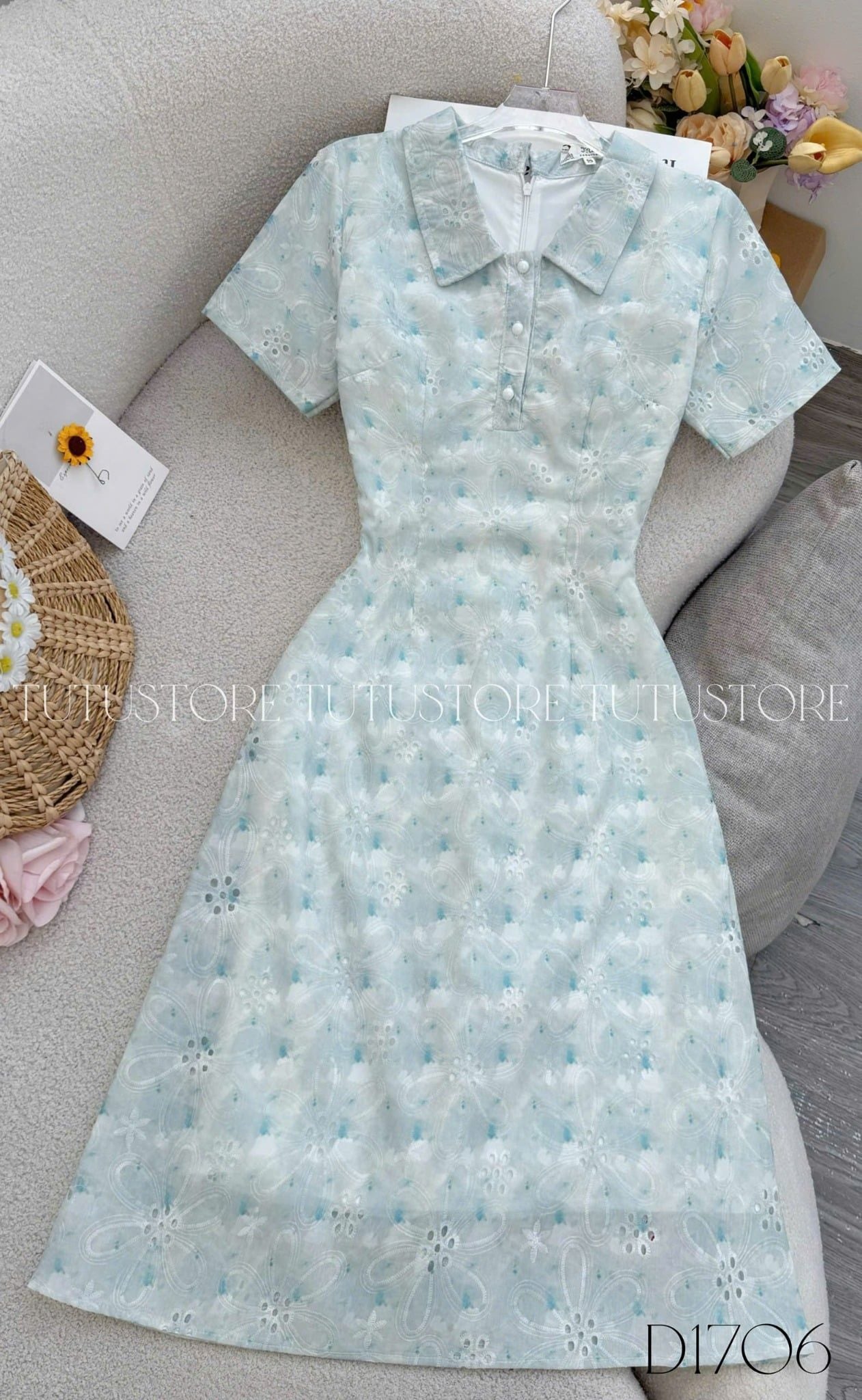 Đầm Thiết Kế Cổ Sơ Mi Dáng Ngắn Đi Chơi TuTu Store Mã D1706