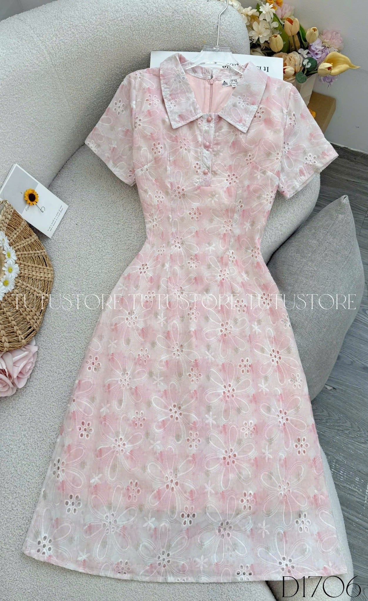 Đầm Thiết Kế Cổ Sơ Mi Dáng Ngắn Đi Chơi TuTu Store Mã D1706