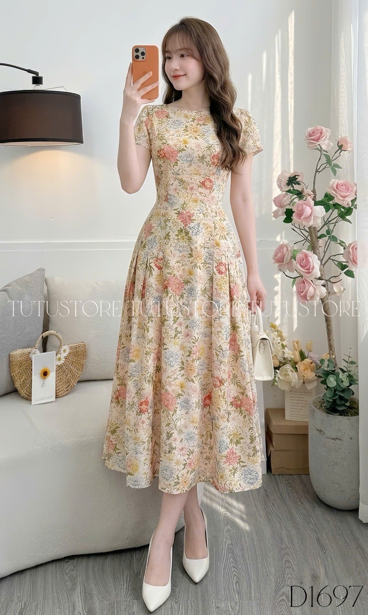 Đầm Hoa Thiết Kế Dáng Dài Cổ Thuyền Đi Chơi TuTu Store Mã D1697