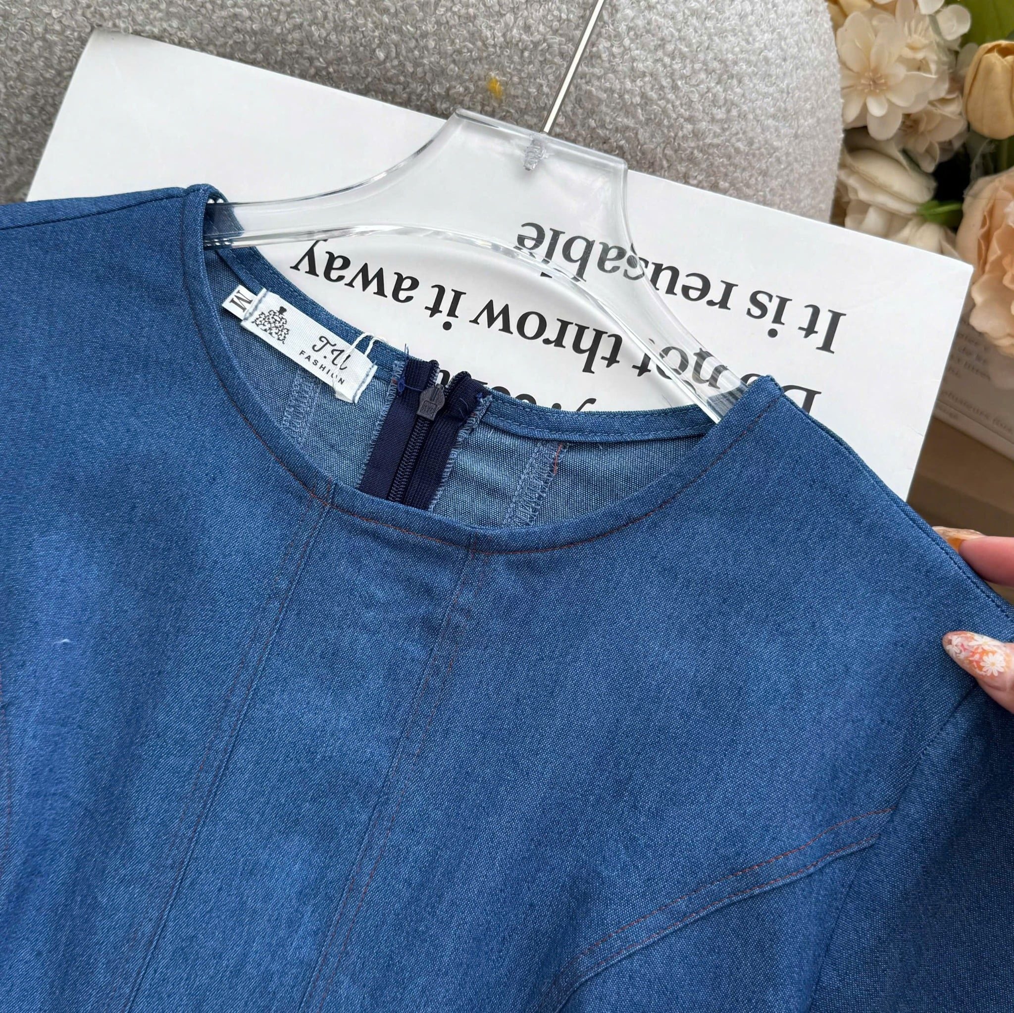 Đầm Jean Thiết Kế Cổ Tròn Dáng Xòe Đi Chơi TuTu Store Mã D1712