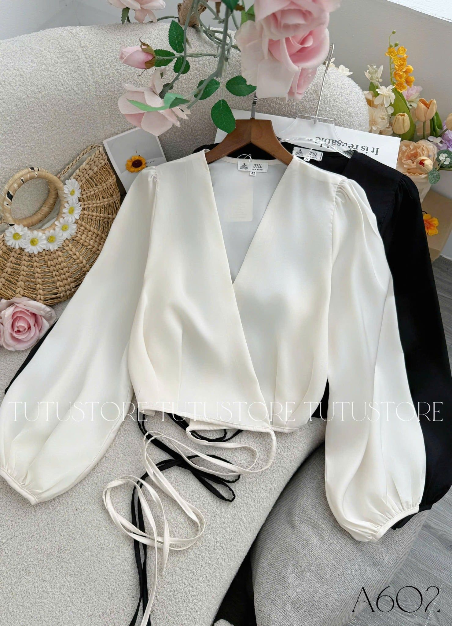 Áo Lụa Thiết Kế Dây Buộc Eo Đơn Giản Thanh Lịch Đi Chơi TuTu Store Mã A602