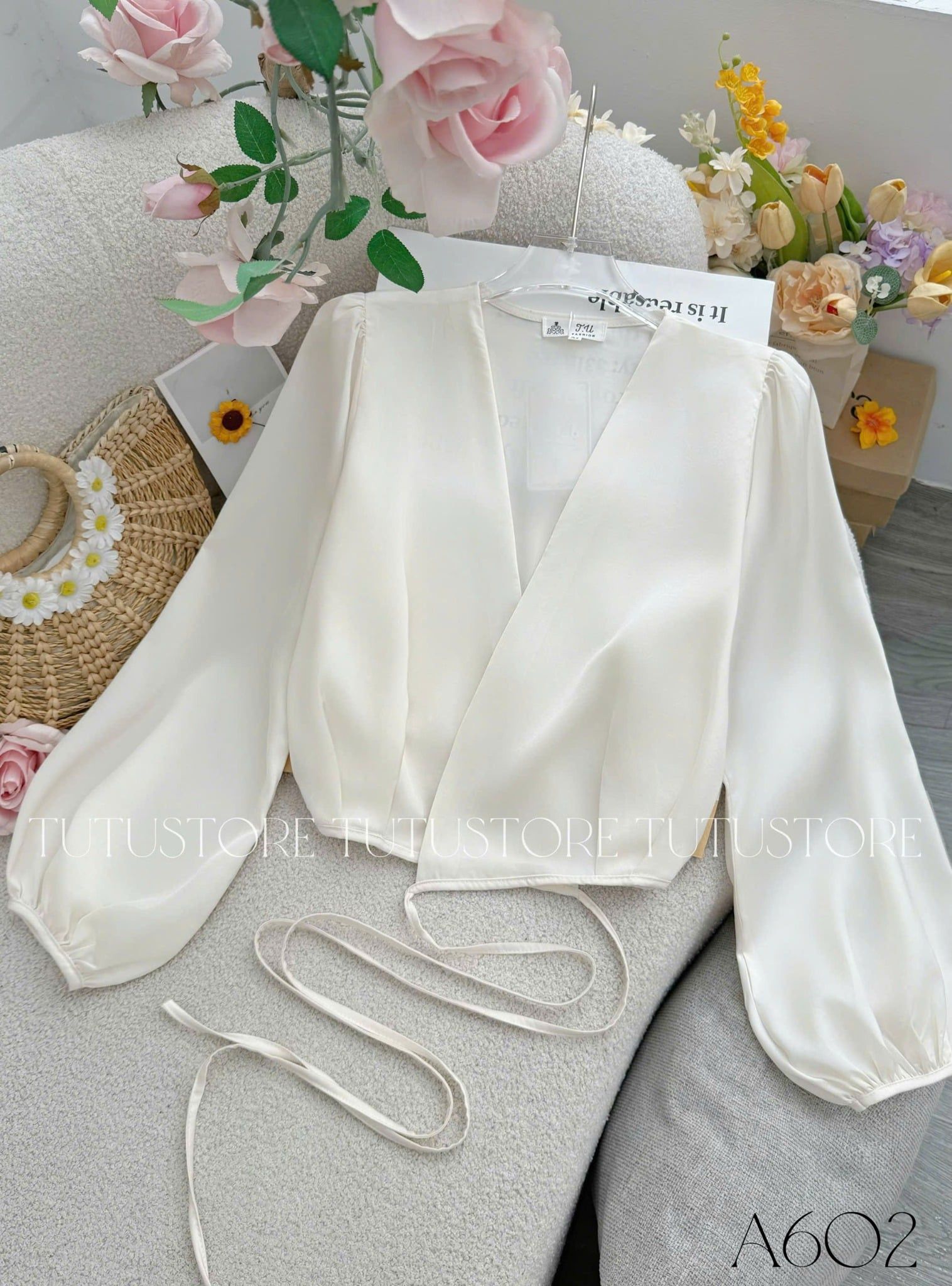Áo Lụa Thiết Kế Dây Buộc Eo Đơn Giản Thanh Lịch Đi Chơi TuTu Store Mã A602