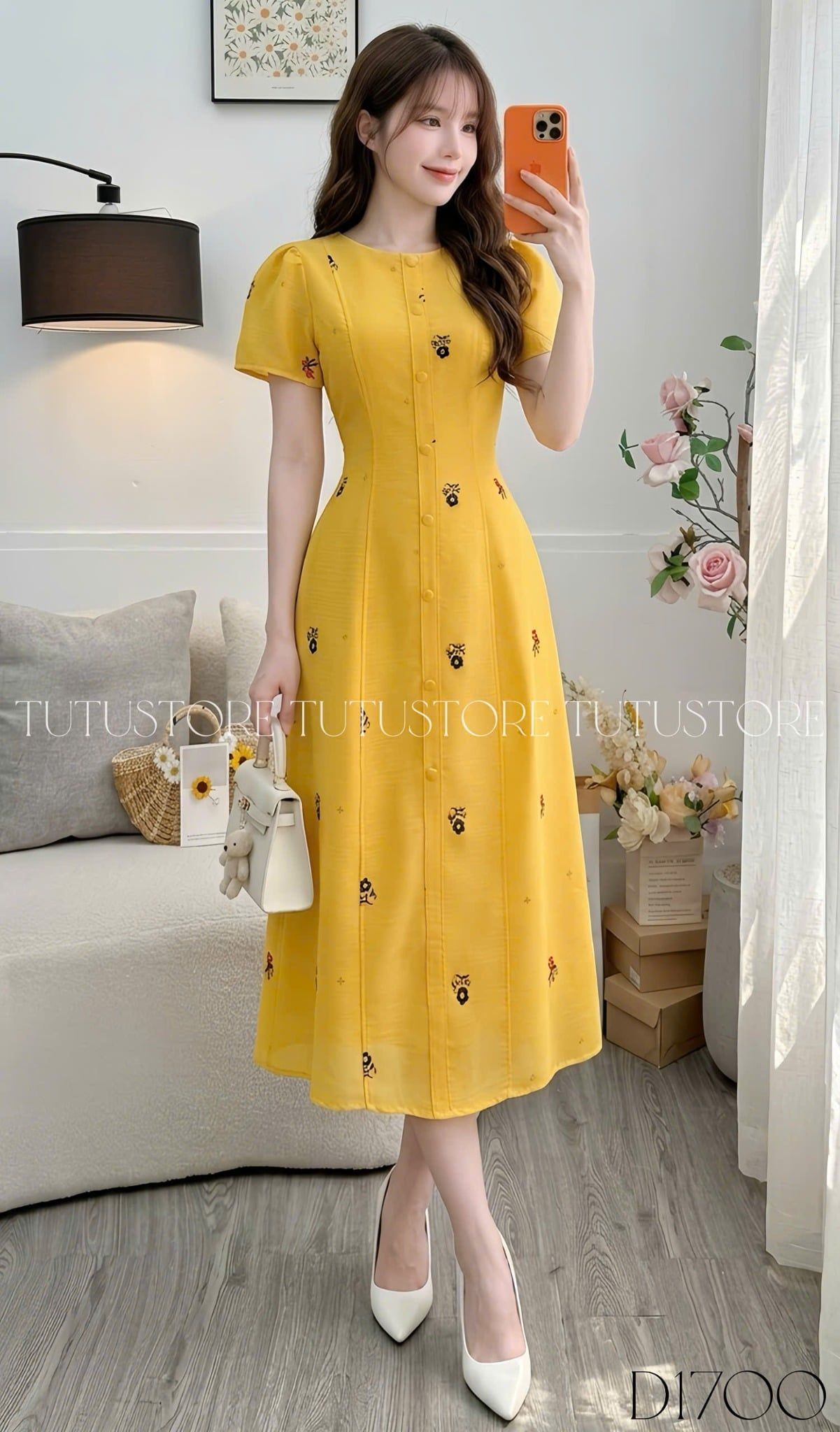 Đầm Thiết Kế Cổ Tròn Dáng Xòe Nhẹ Nhàng Đi Chơi TuTu Store Mã D1700