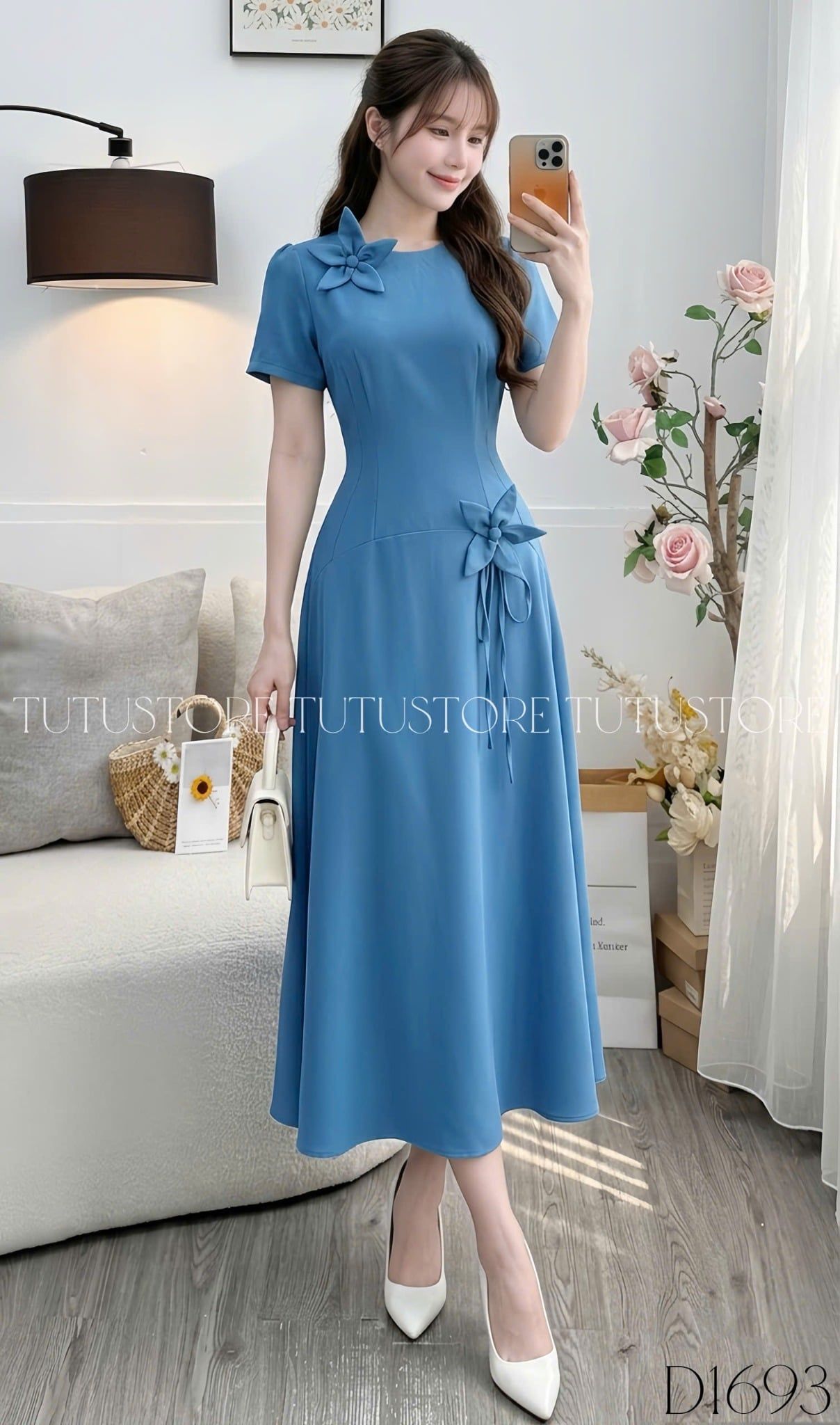 Đầm Thiết Kế Dáng Dài Đính Hoa Đi Tiệc TuTu Store Mã D1693