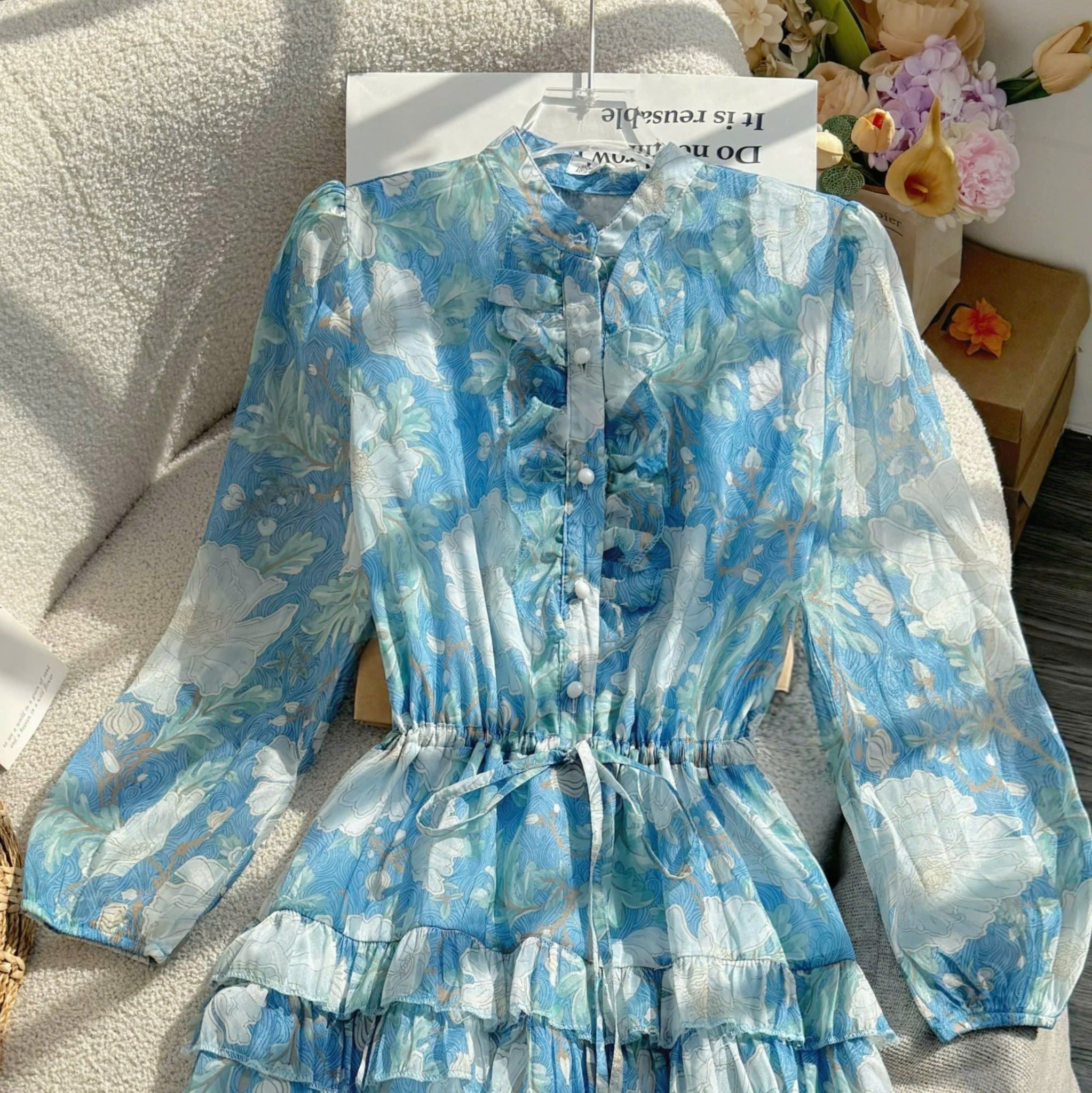Đầm Voan Thiết Kế Cổ Sơ Mi Tay Dài Dáng Xòe TuTu Store Mã D1689