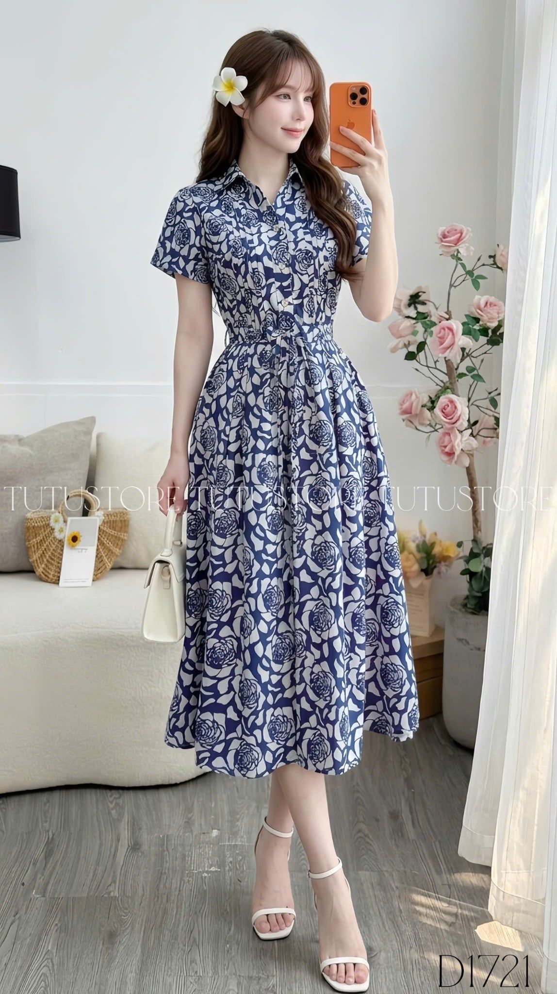 Đầm Thiết Kế Cổ Sơ Mi Dáng Xòe Đi Chơi TuTu Store Mã D1721
