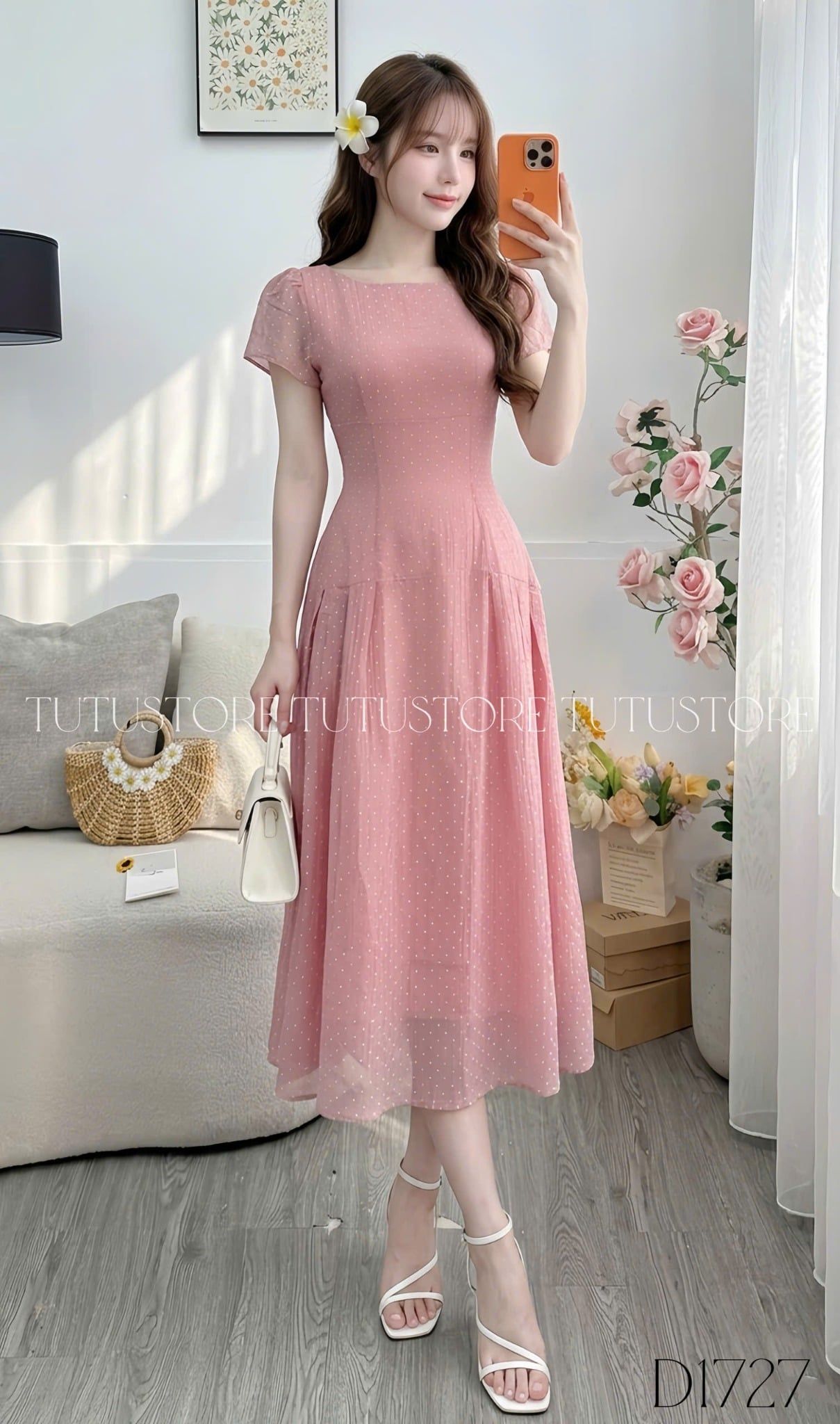 Đầm Thiết Kế Cổ Thuyền Dáng Xòe Nhẹ Nhàng Đi Chơi TuTu Store Mã D1727