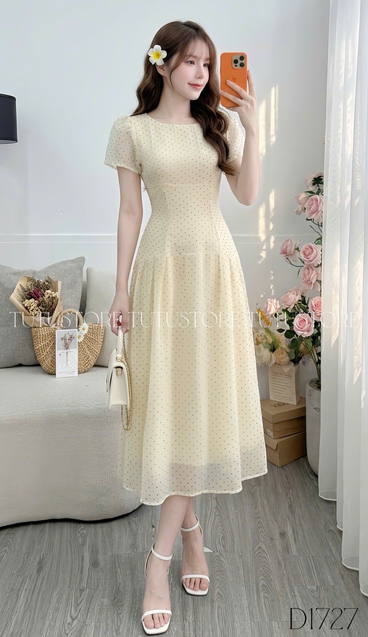 Đầm Thiết Kế Cổ Thuyền Dáng Xòe Nhẹ Nhàng Đi Chơi TuTu Store Mã D1727