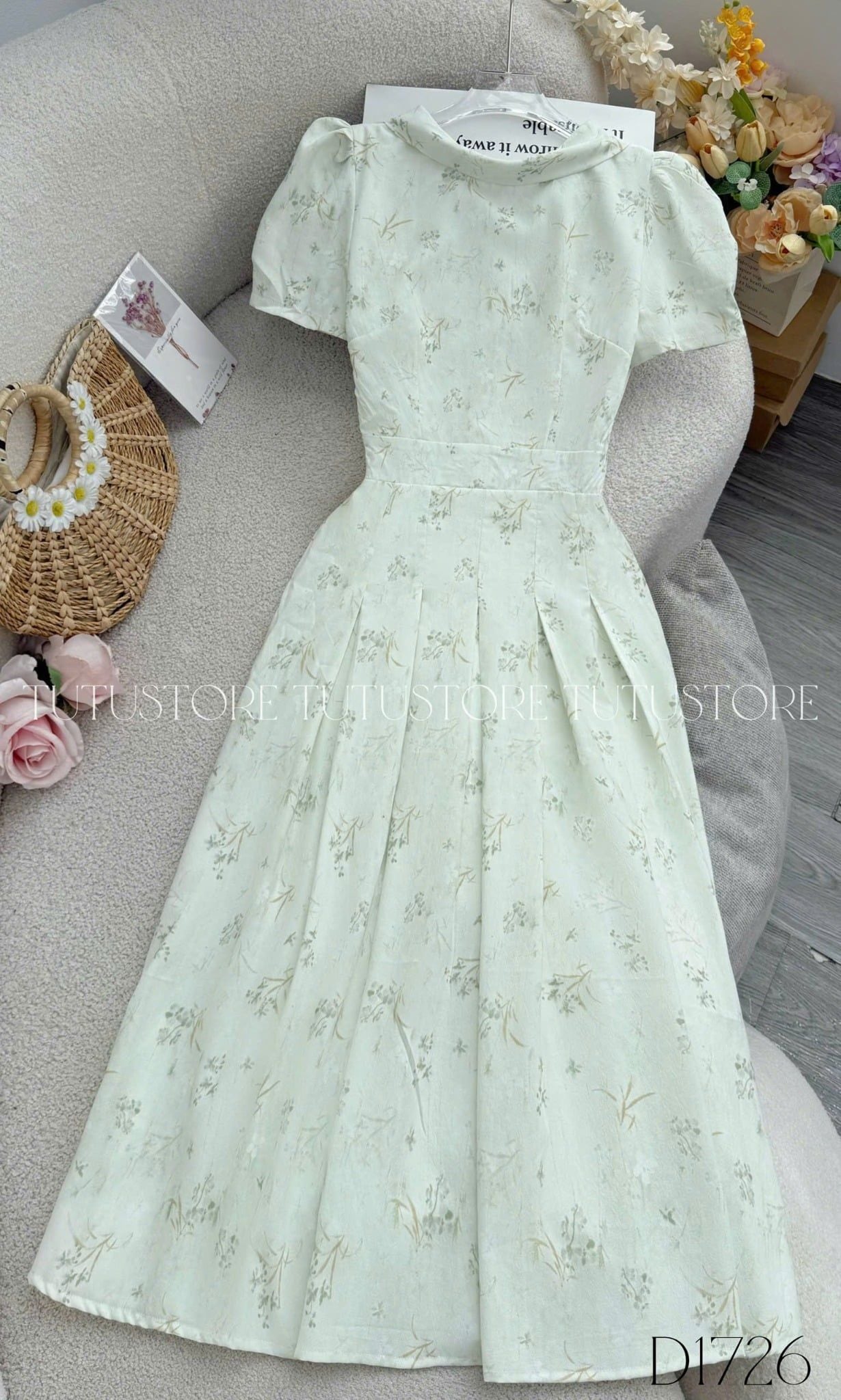 Đầm Hoa Thiết Kế Cổ Tròn Dáng Xòe Thanh Nhã Đi Chơi TuTu Store Mã D1726