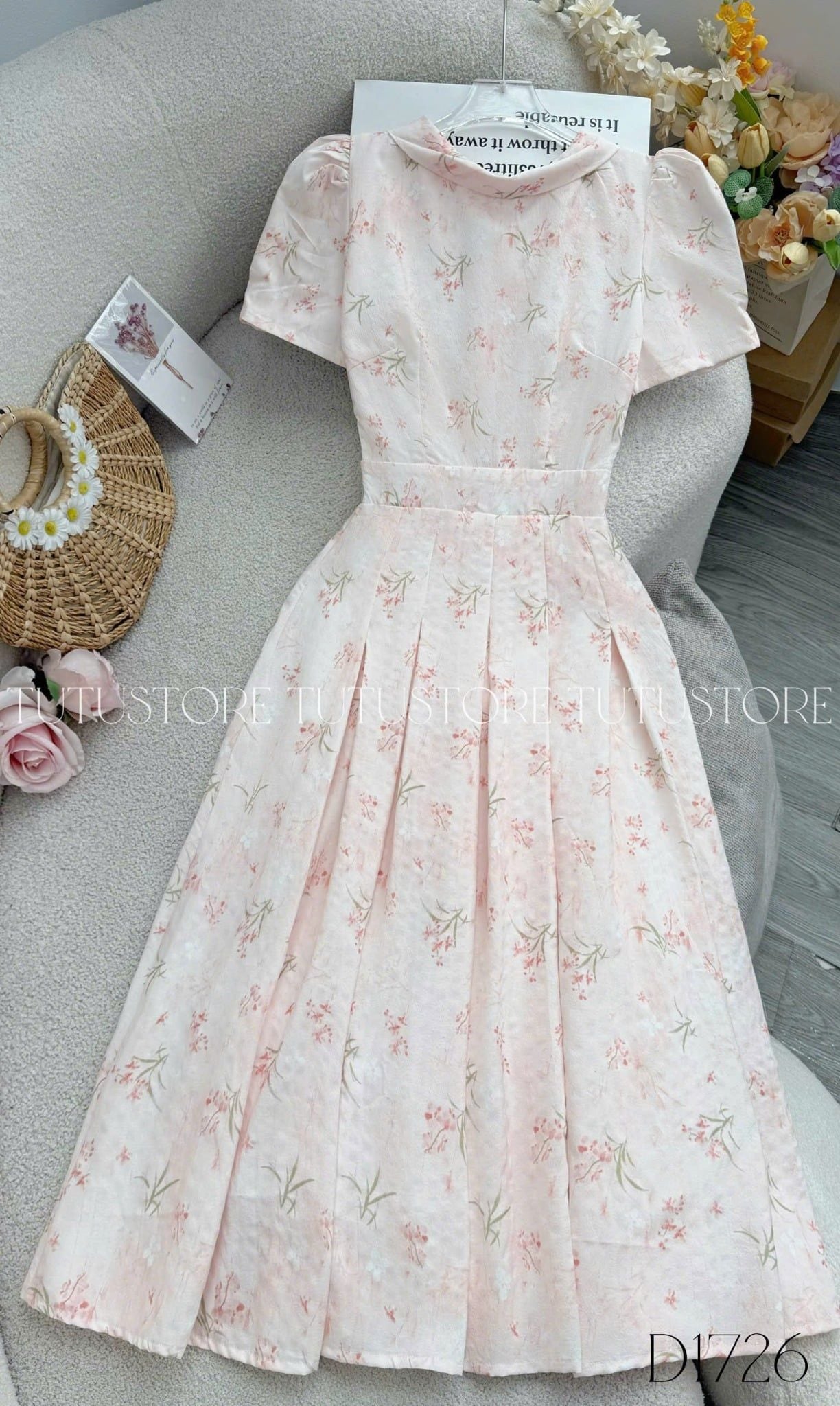 Đầm Hoa Thiết Kế Cổ Tròn Dáng Xòe Thanh Nhã Đi Chơi TuTu Store Mã D1726