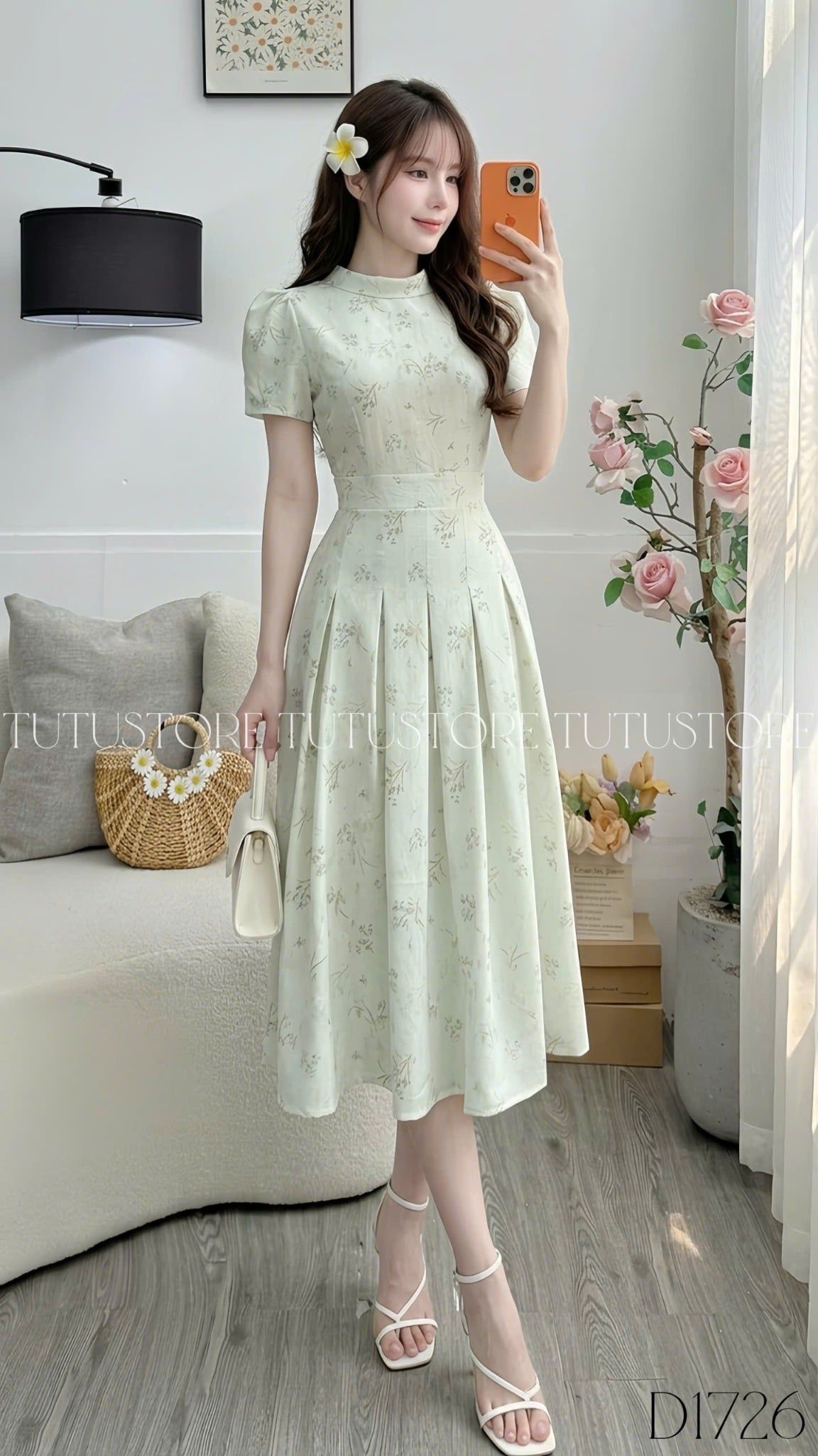 Đầm Hoa Thiết Kế Cổ Tròn Dáng Xòe Thanh Nhã Đi Chơi TuTu Store Mã D1726