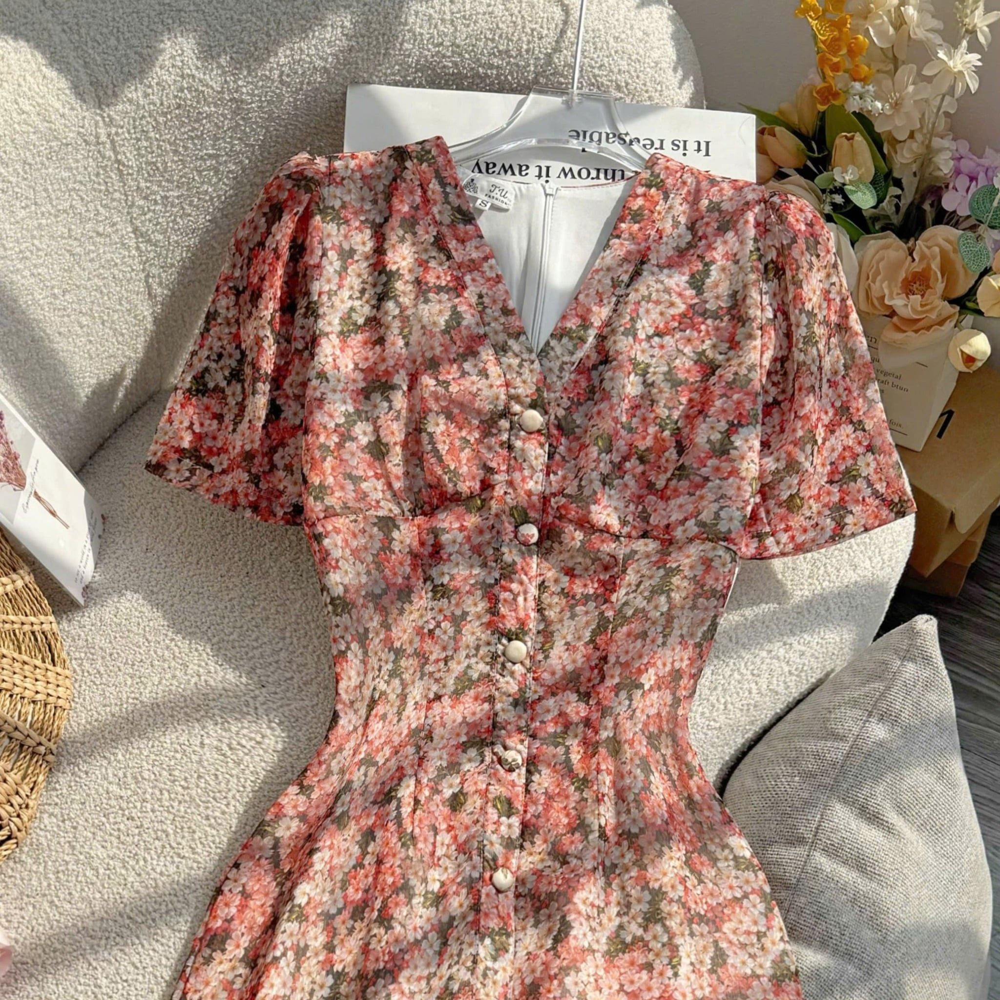 Đầm Hoa Thiết Kế Cổ V Dáng Dài Thanh Lịch Đi Chơi TuTu Store Mã D1732