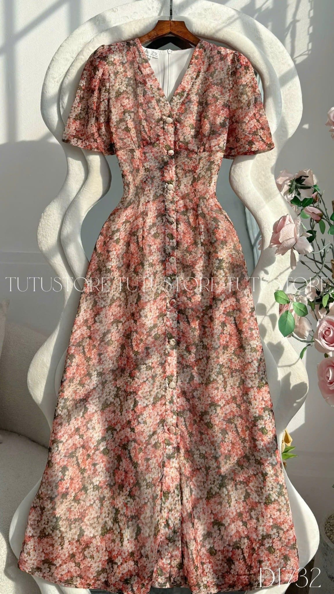 Đầm Hoa Thiết Kế Cổ V Dáng Dài Thanh Lịch Đi Chơi TuTu Store Mã D1732