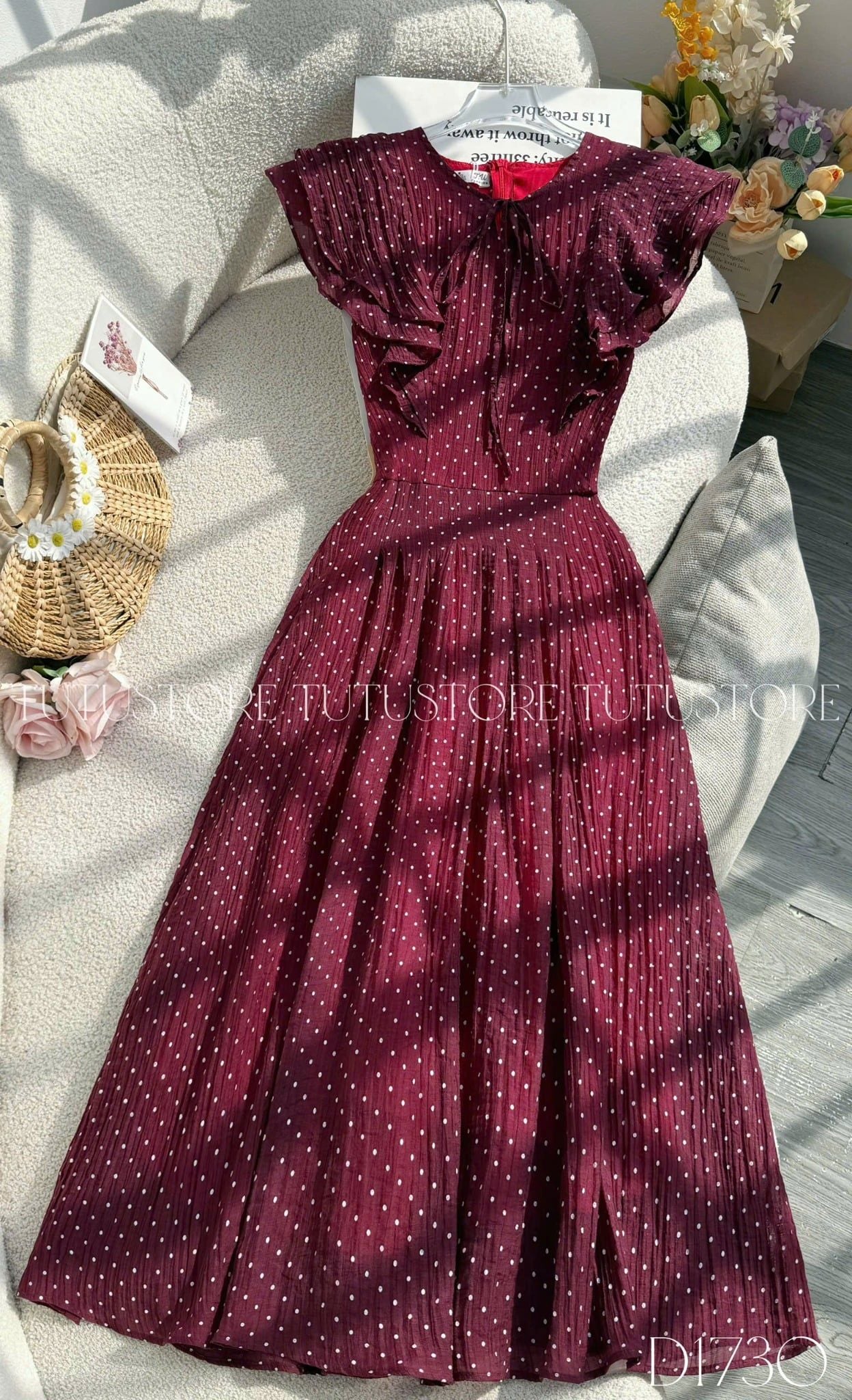 Đầm Thiết Kế Vai Bèo Cánh Tiên Dáng Xòe Đi Chơi TuTu Store Mã D1730