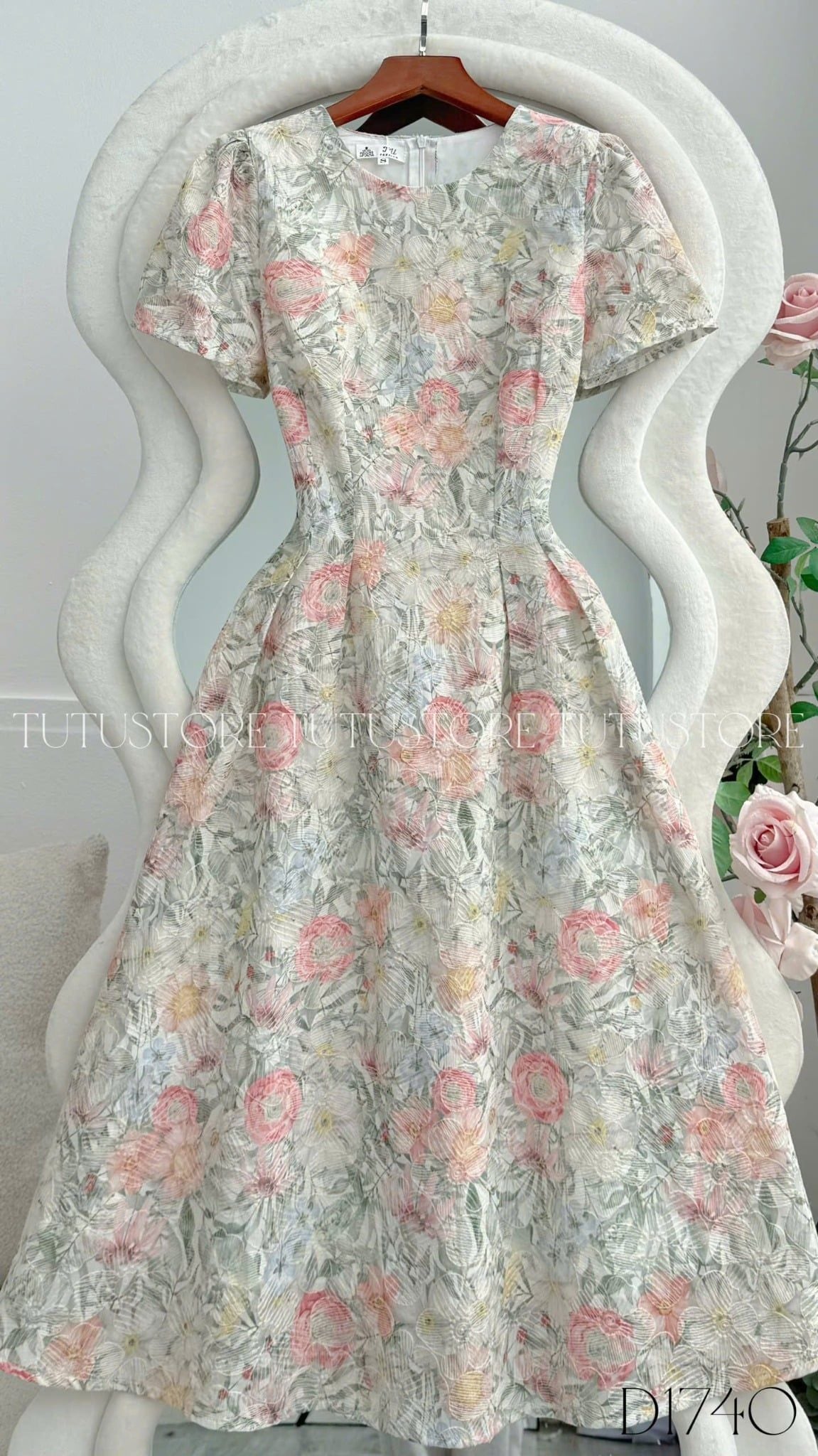 Đầm Hoa Thiết Kế Cổ Tròn Dáng Xòe Đi Chơi TuTu Store Mã D1740